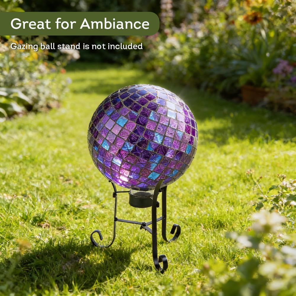 Lily's Home Colorful Mosaic Glass Gazing Ball, Designed with a Stunning Holographic Petal Mosaic Pattern to Bring Color and Reflection to Any Home and Garden, Red and Gold (10" Diameter)