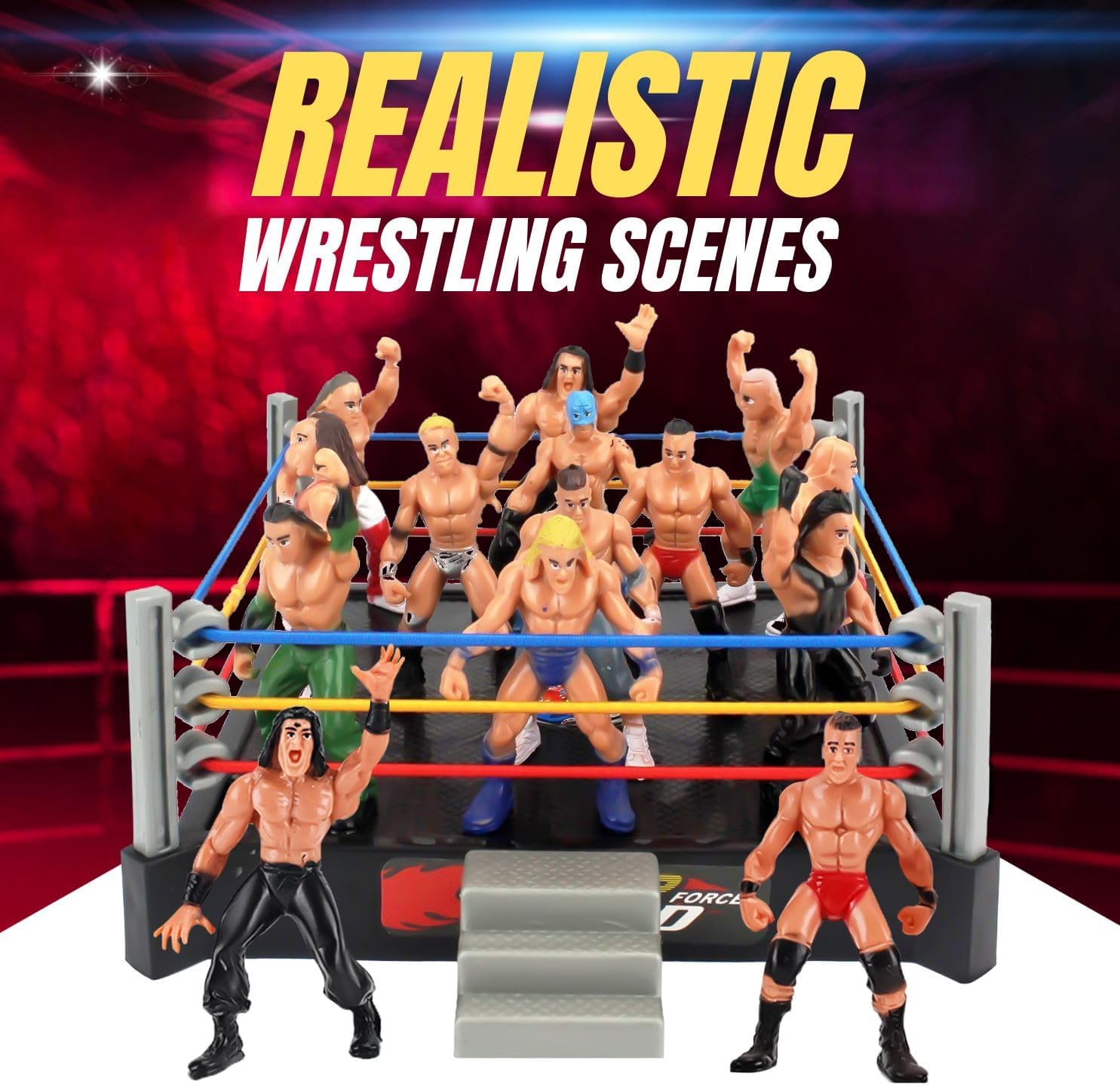 Liberty Imports Ultimate 32-Piece Wrestling Miniature Toys for Kids Pretend Play