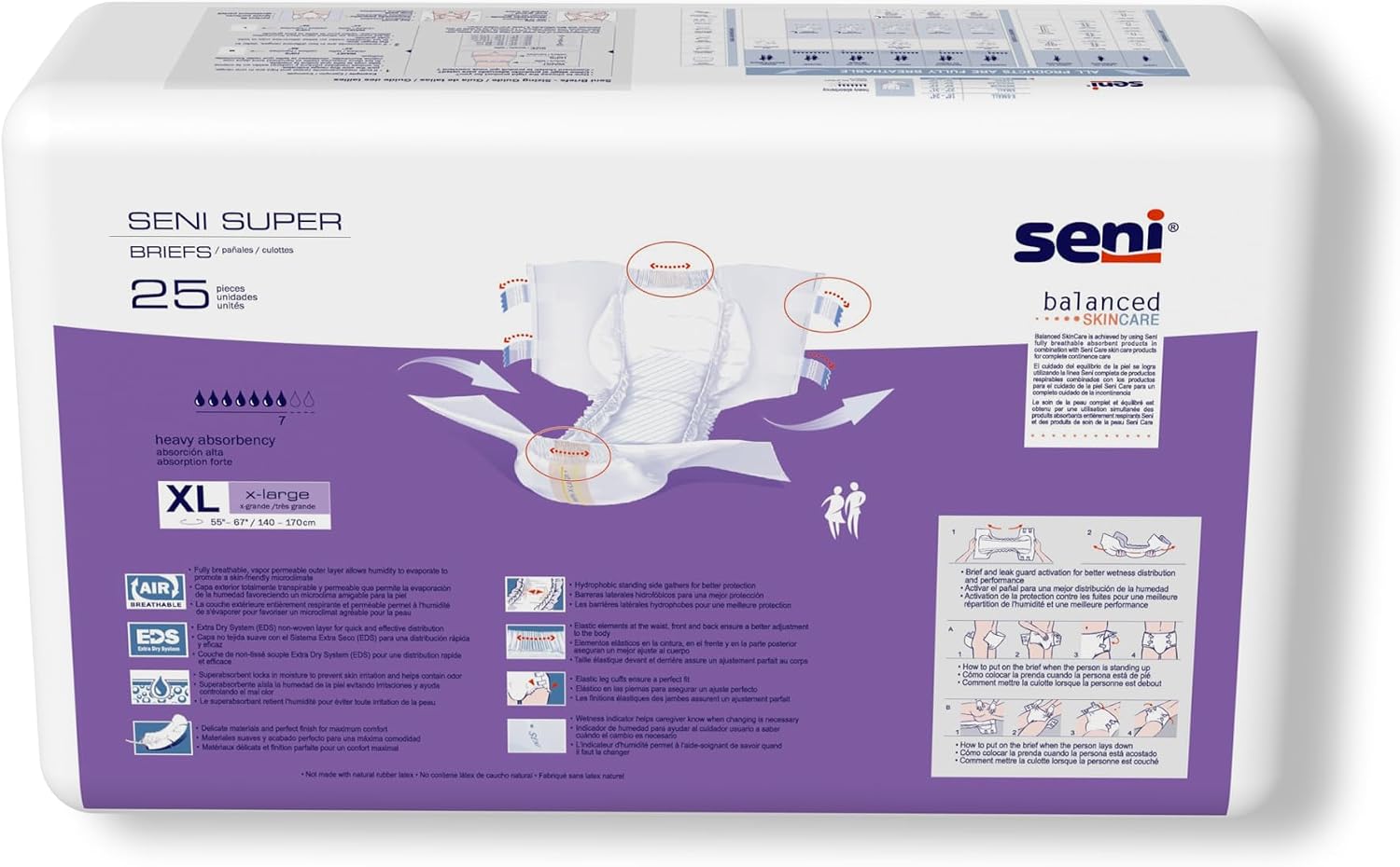 Seni Super Unisex Adult Incontinence Briefs with Tabs, 45-59 in, 75 ct | Breathable, Disposable Brief for Men & Women