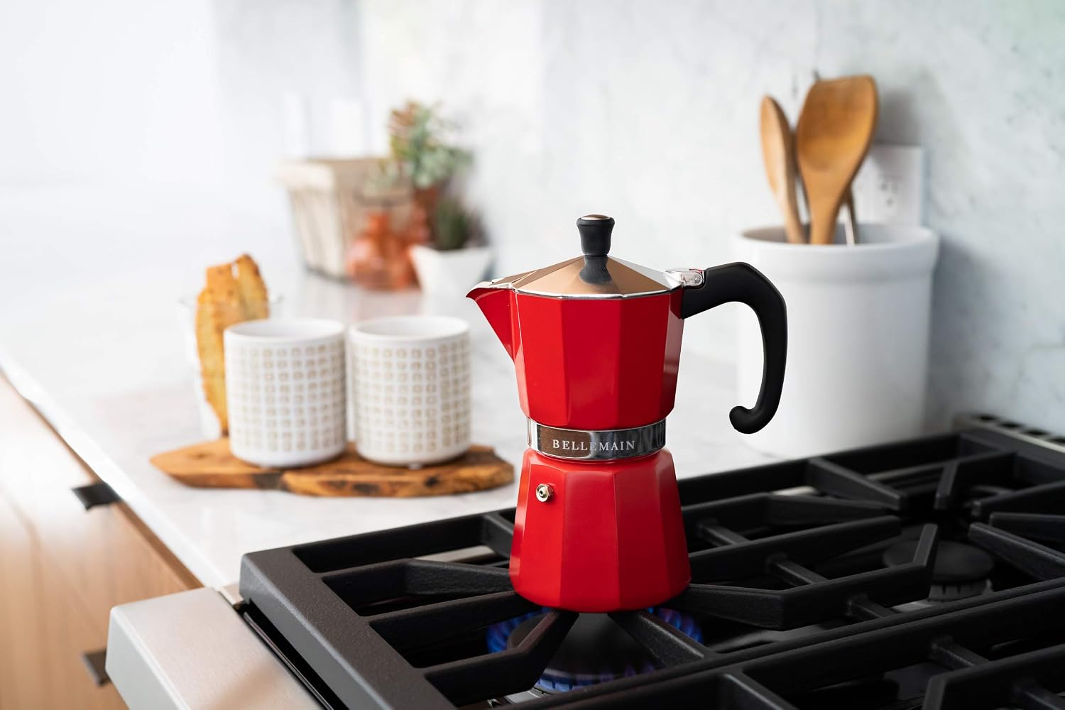 Bellemain Stovetop Espresso Maker, Italian Moka Pot, 6-Cup Silver | Classic aluminum design brews rich espresso at home or camping, with an easy-to-use and easy-to-clean design.