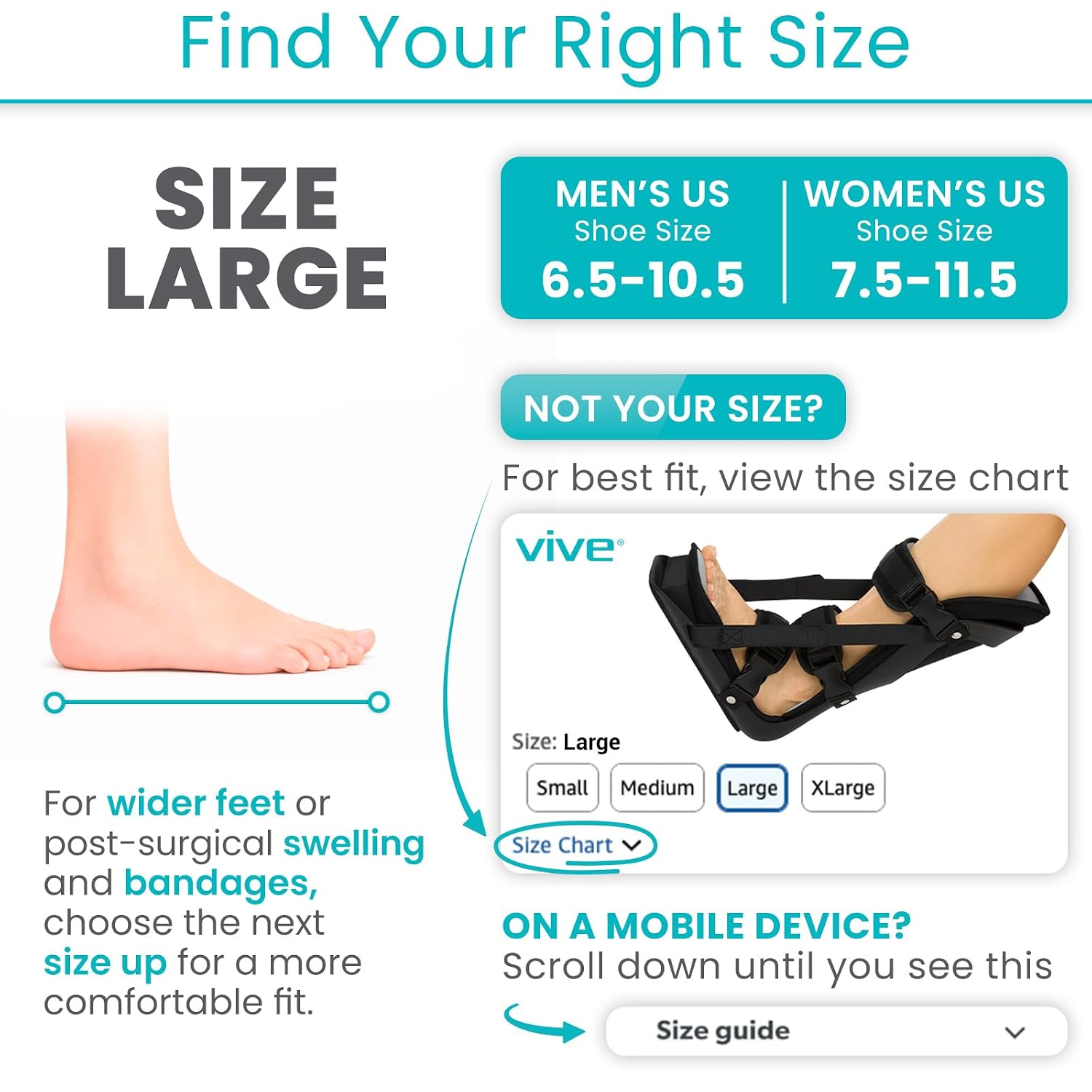 Vive Plantar Fasciitis Night Splint for Men & Women - Stabilizer Brace | Relieves Inflammation - Foot Support Boot Features Adjustable Hook and Loop Straps for Achilles Pain Relief
