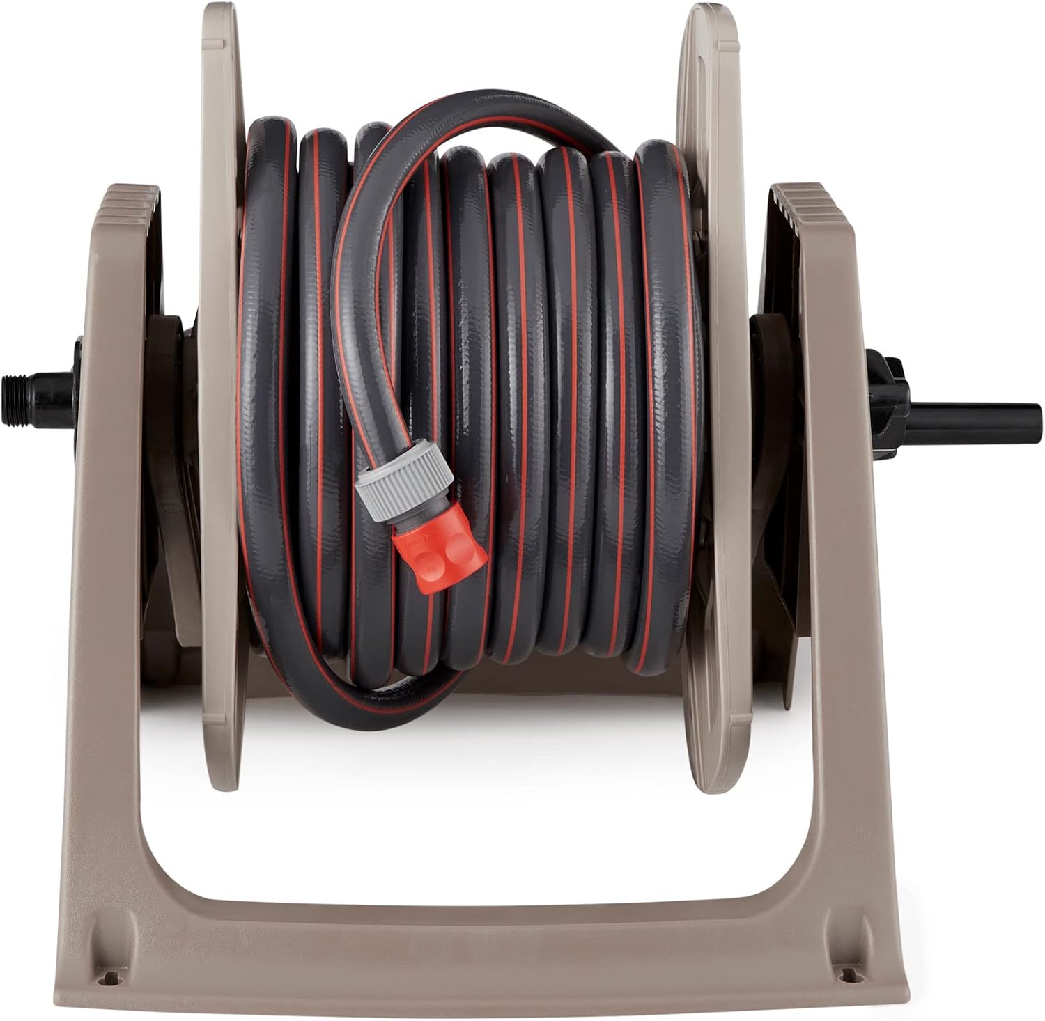Suncast 100 ft. Tote or Wall Mount Resin Garden Hose Reel with Lid, Taupe