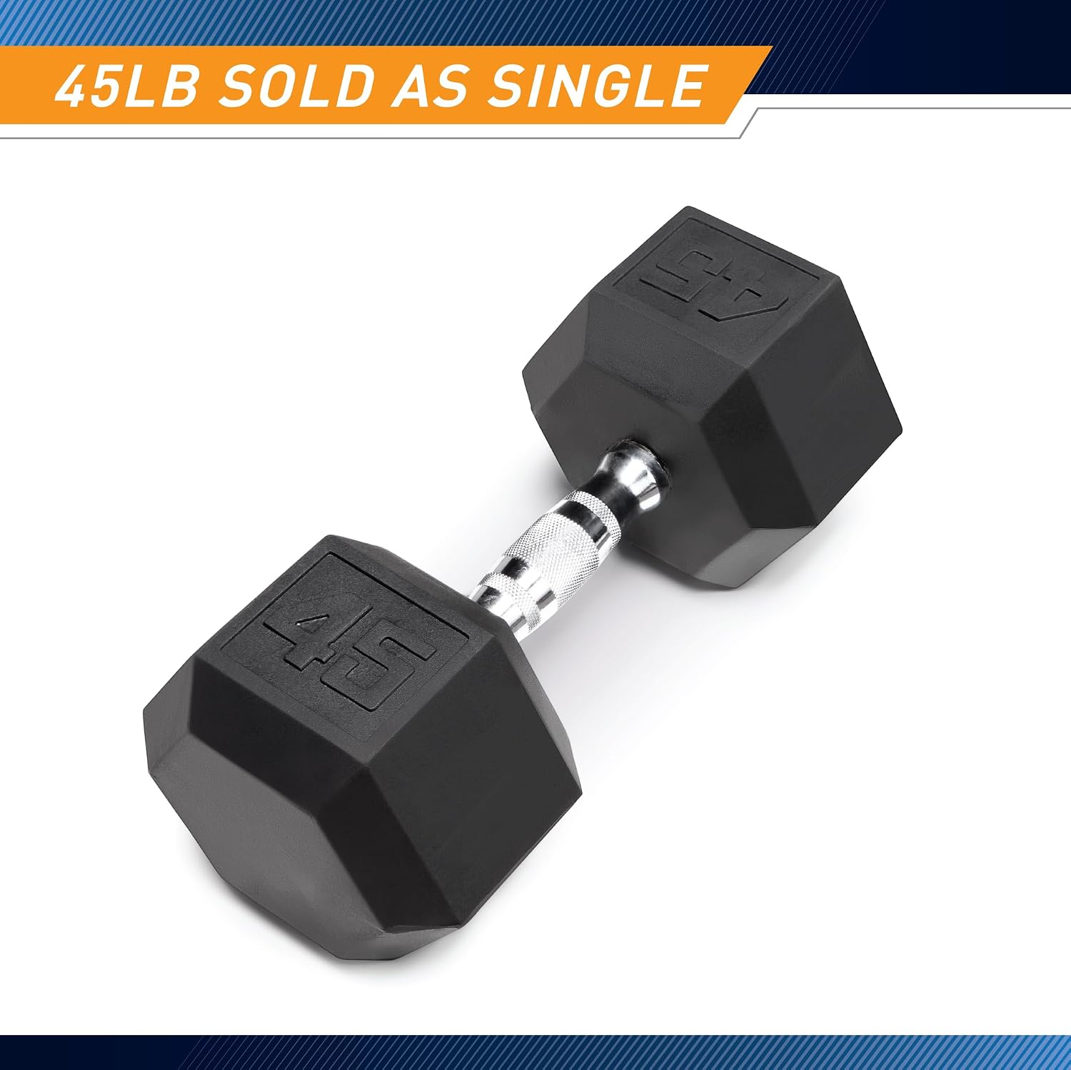 Marcy Classic Rubber Hex Dumbbell with Knurled Grip for Strength Training and Bodybuilding, 5lb - 50lb Single Dumbbell for Exercise & Fitness, Sold Individually