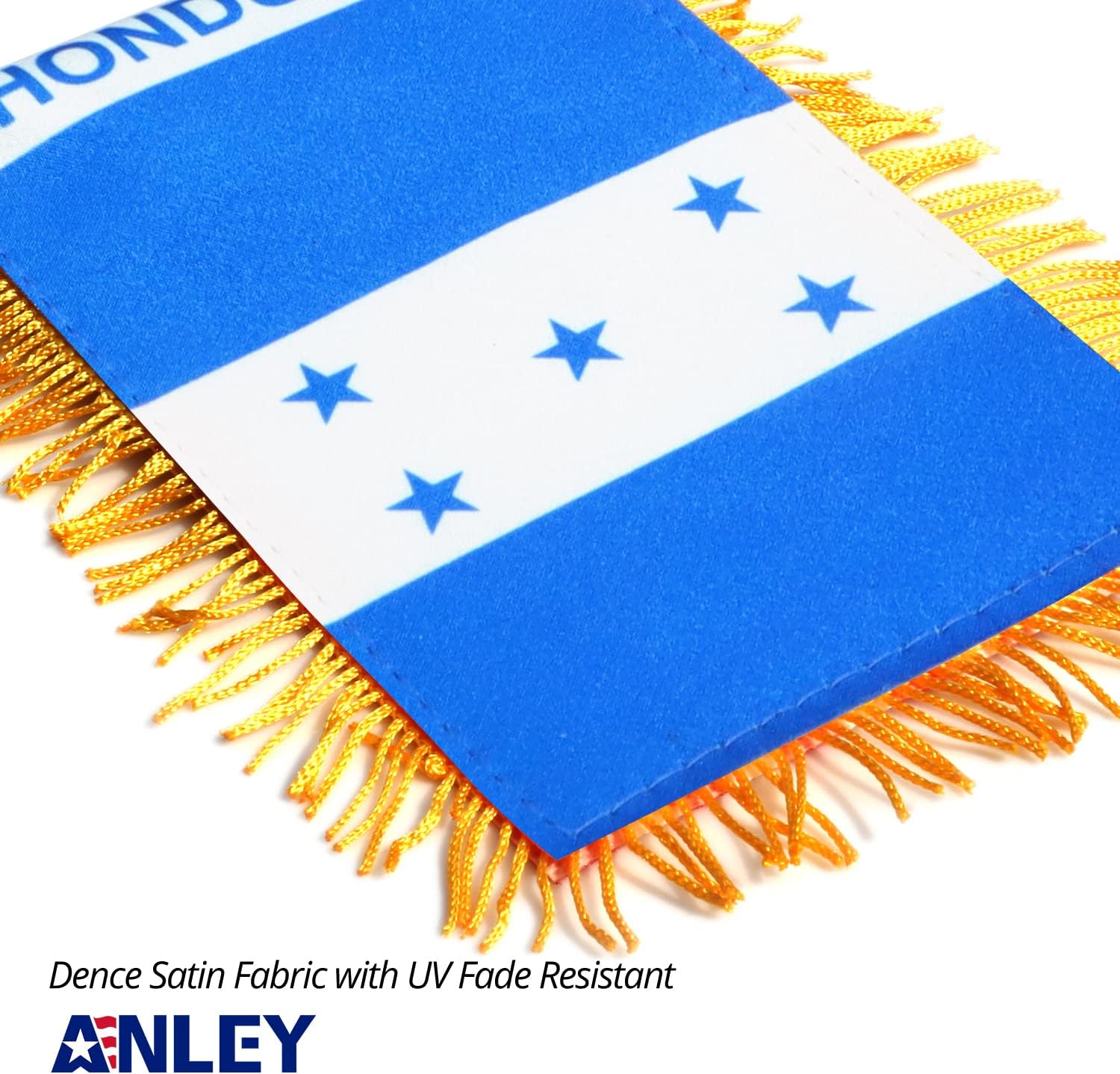 Anley 4 X 6 Inch Nicaragua Fringy Window Hanging Flag - Mini Banner & Car Rearview Mirror Décor - Fringed Nicaraguan Hanging Flag with Suction Cup