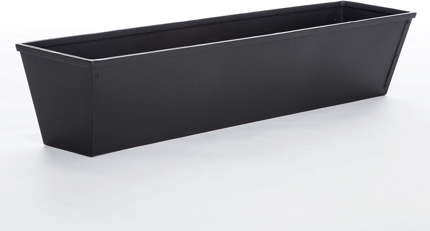 48in. Galvanized Tapered Window Box - Powder Coated Black