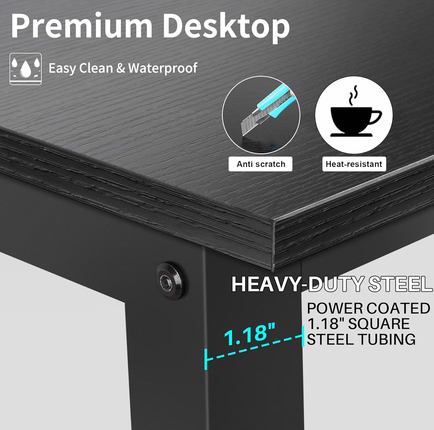 Aquzee Computer Desk with Shelves, 47" W x 23.6" D Gaming Desk with Hutch and Bookshelf
