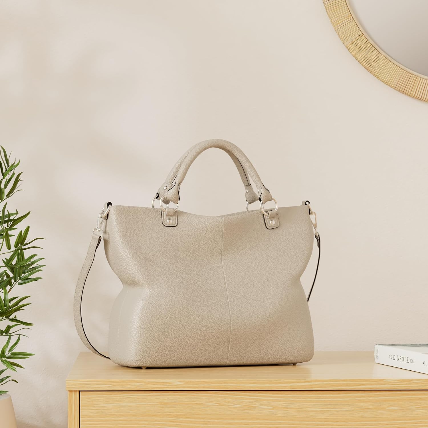 Kattee Genuine Leather Tote Purse for Women, Top Handle Satchel | Soft genuine leather tote with roomy storage and versatile carry for work, shopping, and travel.