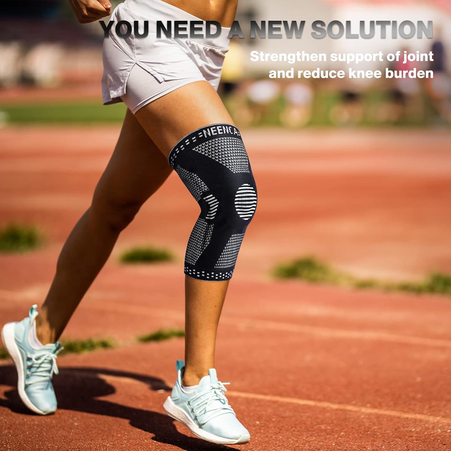 NEENCA Knee Braces for Knee Pain Relief, Compression Knee Sleeves with Patella Gel Pad & Side Stabilizers, Knee Support for Weightlifting, Running