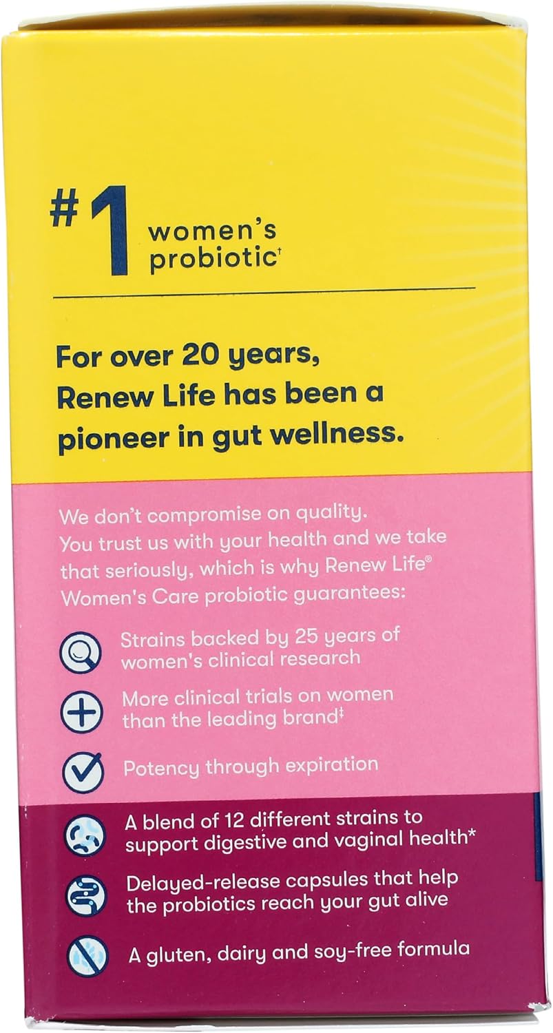 Renew Life Women's Probiotic 25 Billion CFU | 30 Vegetarian Capsules | Supports Urinary, Digestive, and Immune Health | Dairy, Soy and Gluten-Free Supplement