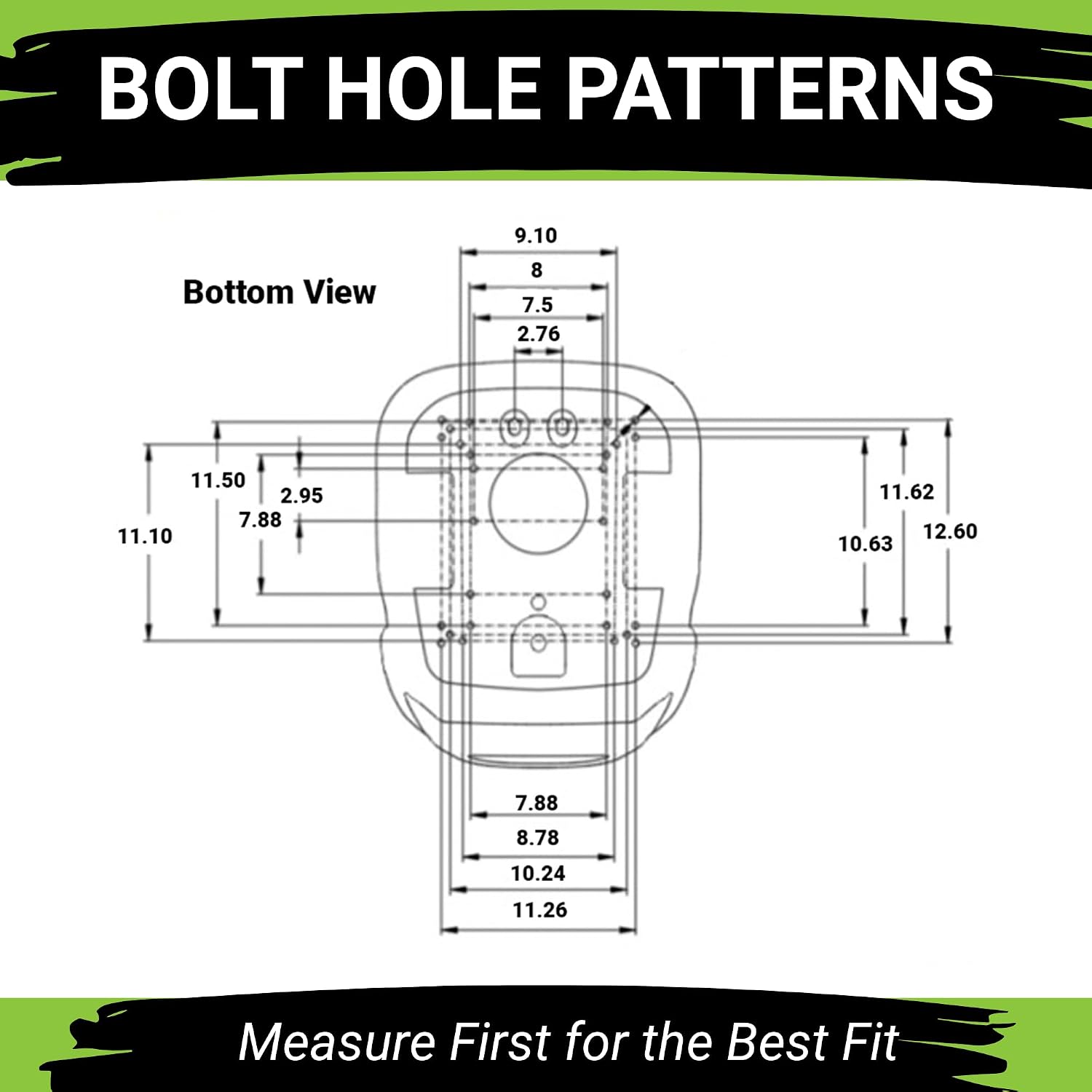 Eparts Universal Tractor Seat Replacement, Compact High Back Lawn Mower Seat, Black Forklift Seat, Central Drain Hole