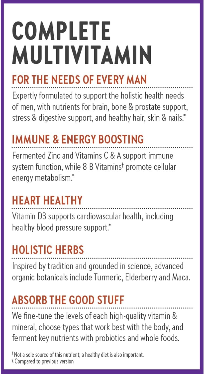 New Chapter Every Man's One Daily Multivitamin - Supports Immune, Energy & Bone Health* - Contains Fermented Ingredients, Organic Vegetables & Herbs - Vegetarian, Kosher & Gluten-Free - 48 Tablets