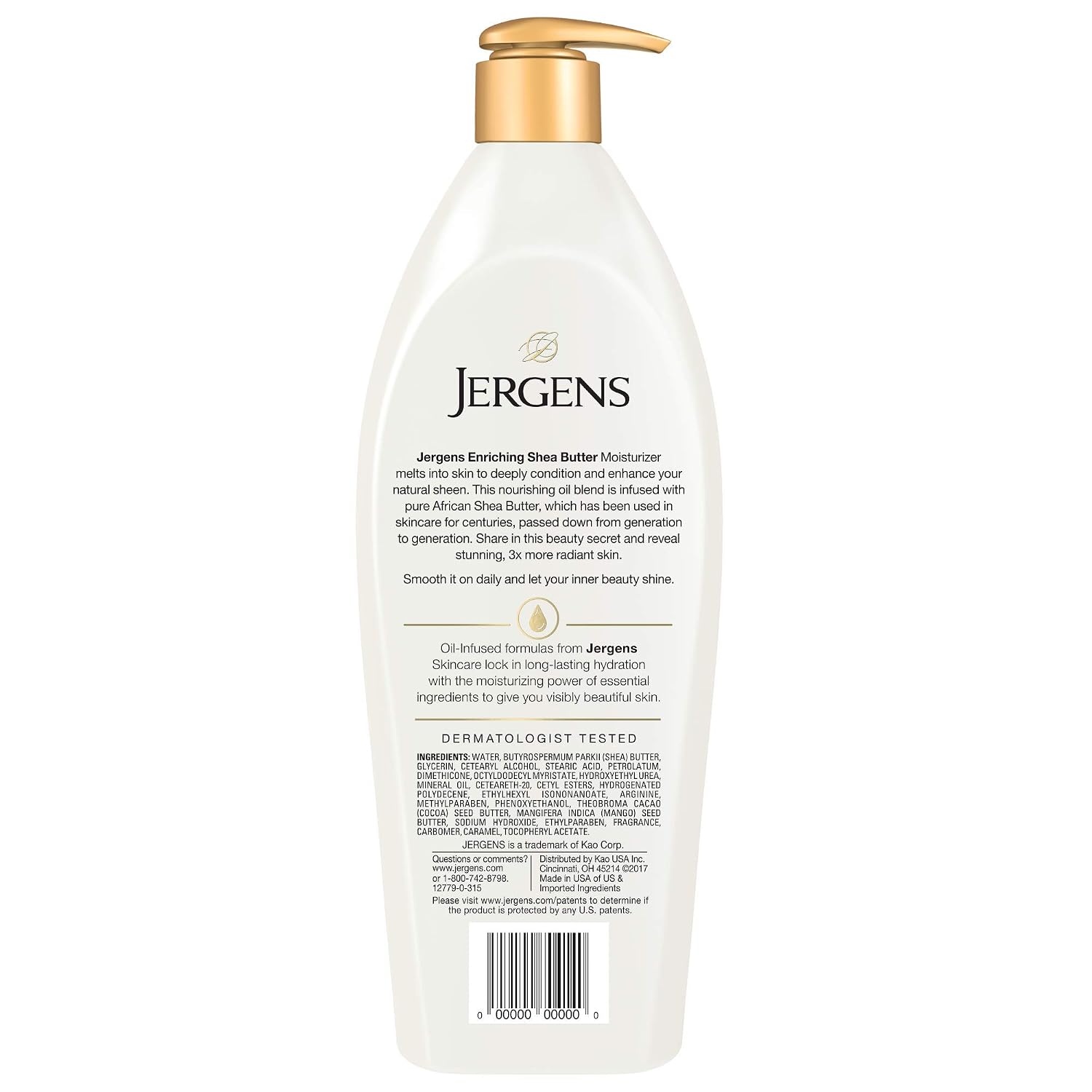 Jergens Shea Butter Body Lotion, Deep Moisturizer for Dry Skin, 26.5 fl oz | Enriching Hand and Body Lotion, Vitamin E, Extremely Dry Skin Relief, 2.5X More Radiant Skin, Deep Conditioning