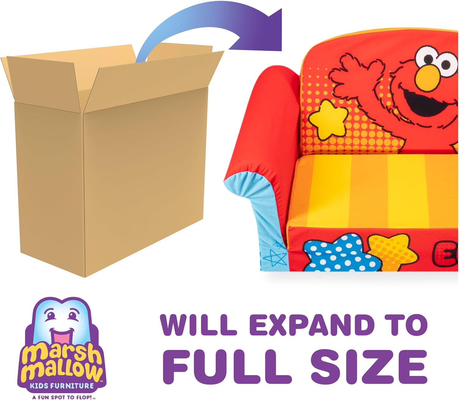 Marshmallow Furniture, Children's 2 in 1 Flip Open Foam Sofa, Minnie Mouse, by Spin Master | Pullout Foam Sleeper for Folding Lounging, Sitting, and Napping for Toddlers & Kids, Bedroom and Playroom Use