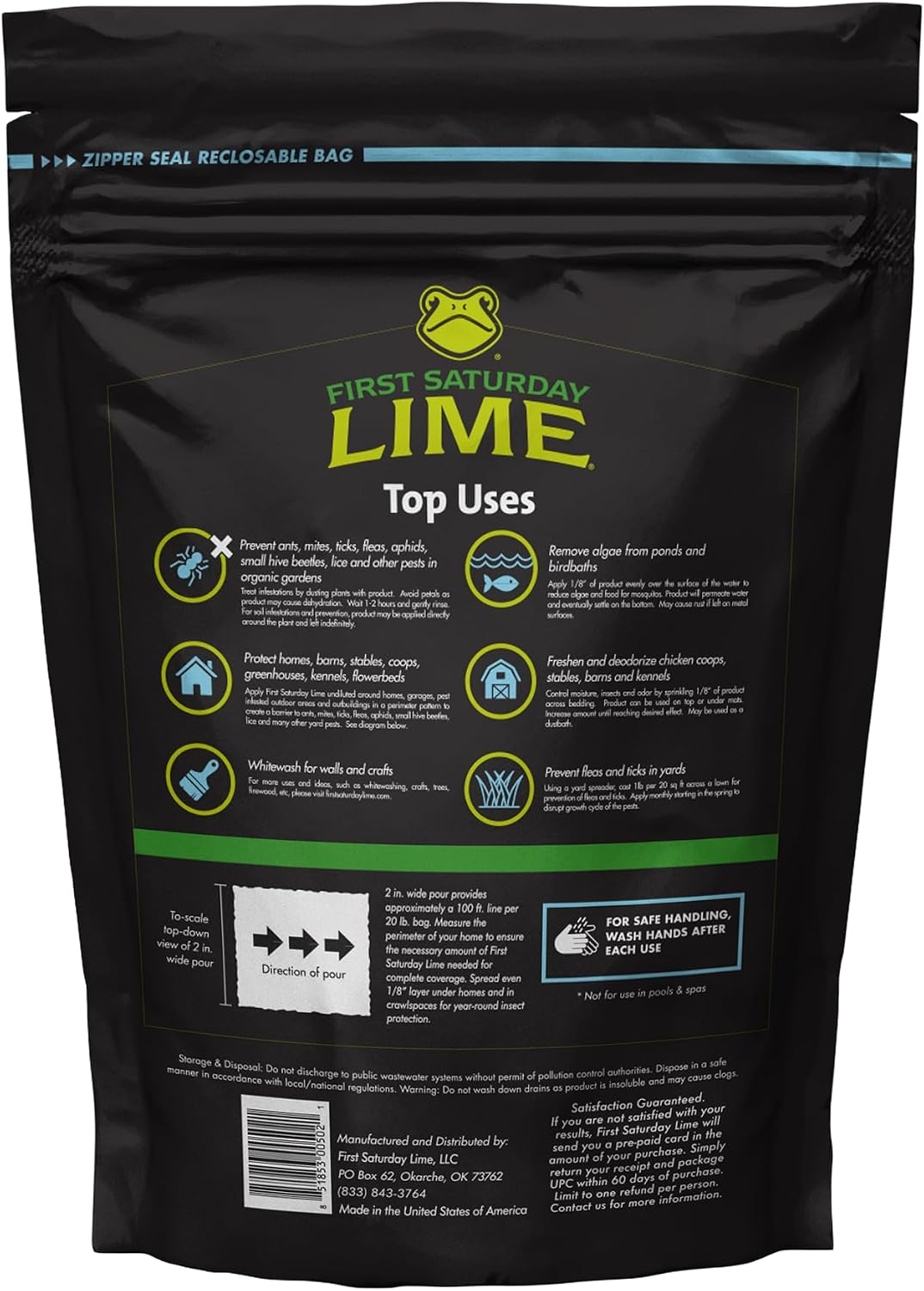 First Saturday Lime Insect Deterrent 20LB | Natural Repellent for Outdoors
