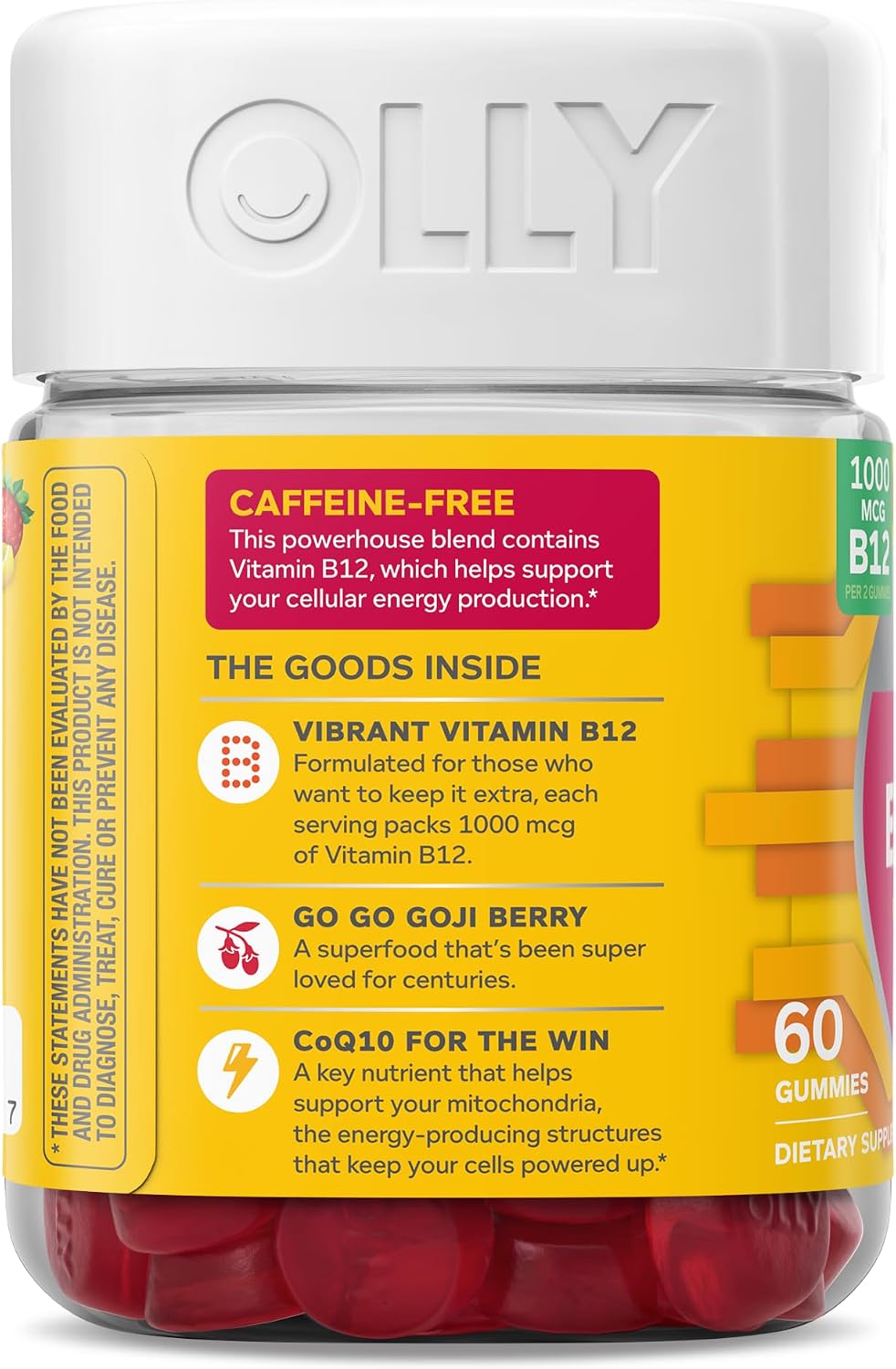 OLLY Daily Energy Gummy,Vitamin B12, CoQ10, Goji Berry - 60 Count