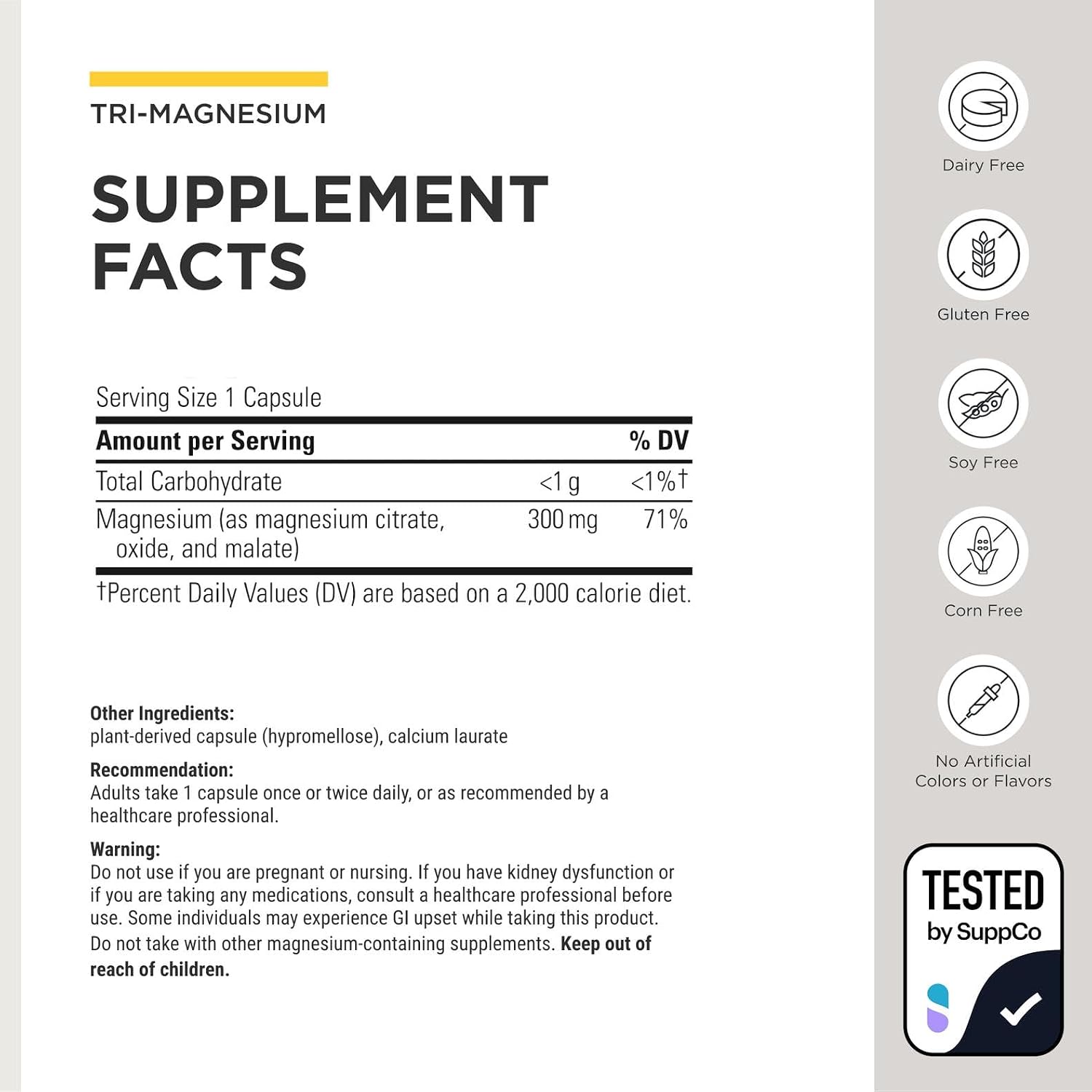 Integrative Therapeutics Tri-Magnesium - Supports Cellular Energy & Energy Metabolism* - Magnesium Supplement for Heart & Nerve Health Support* - Third-Party Tested - 90 Capsules (90 Servings)