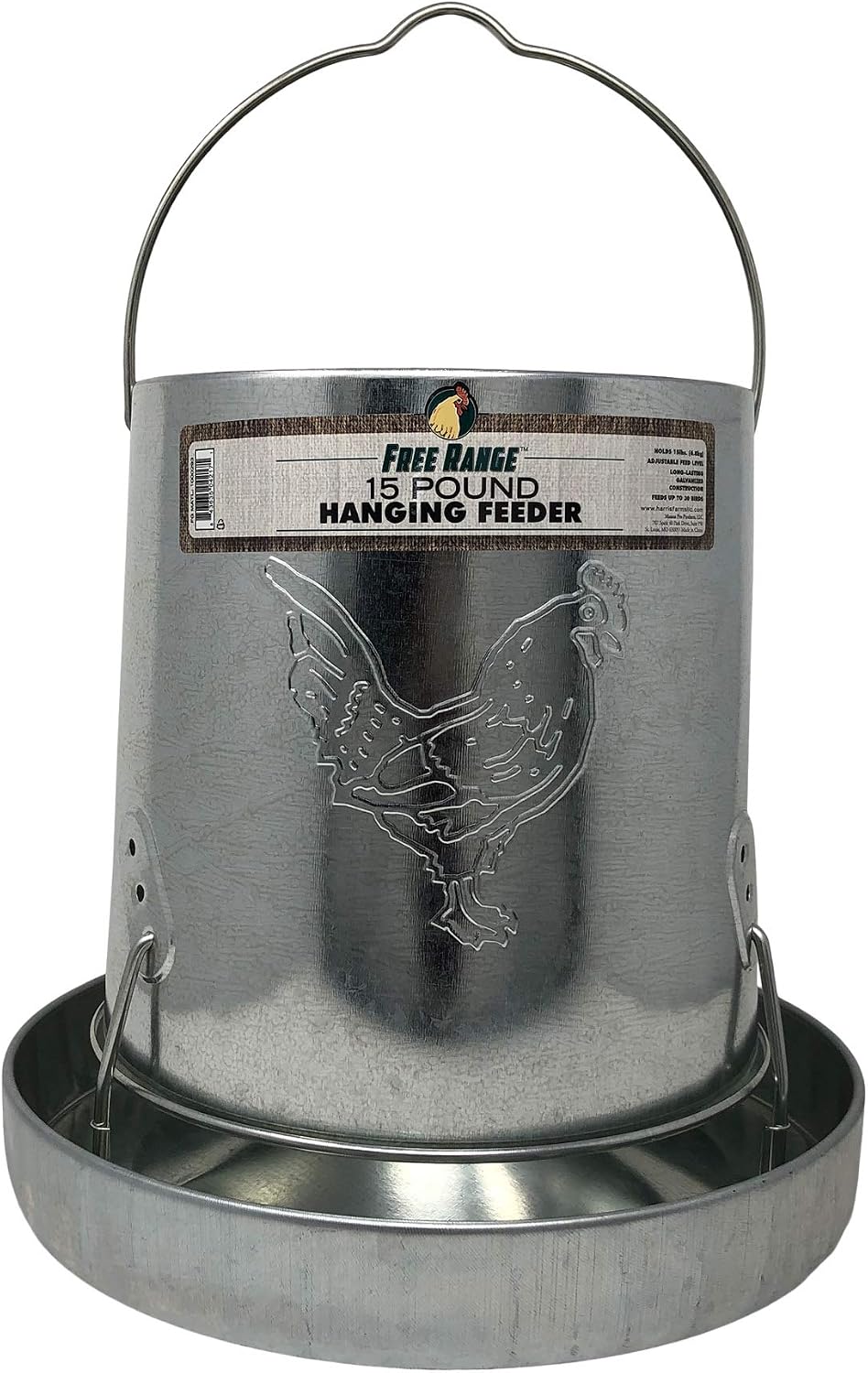 Harris Farms 1000293 Galvanized Hanging Poultry Feeder, 15 lbs, Metal