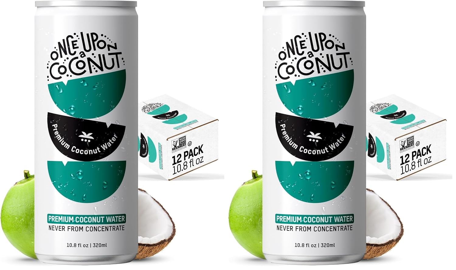 Once Upon a Coconut Premium Coconut Water - Low Calorie All-Natural Drink with Electrolytes - Non-GMO - Gluten-Free - 10.8 Fl Oz (Pack of 12)