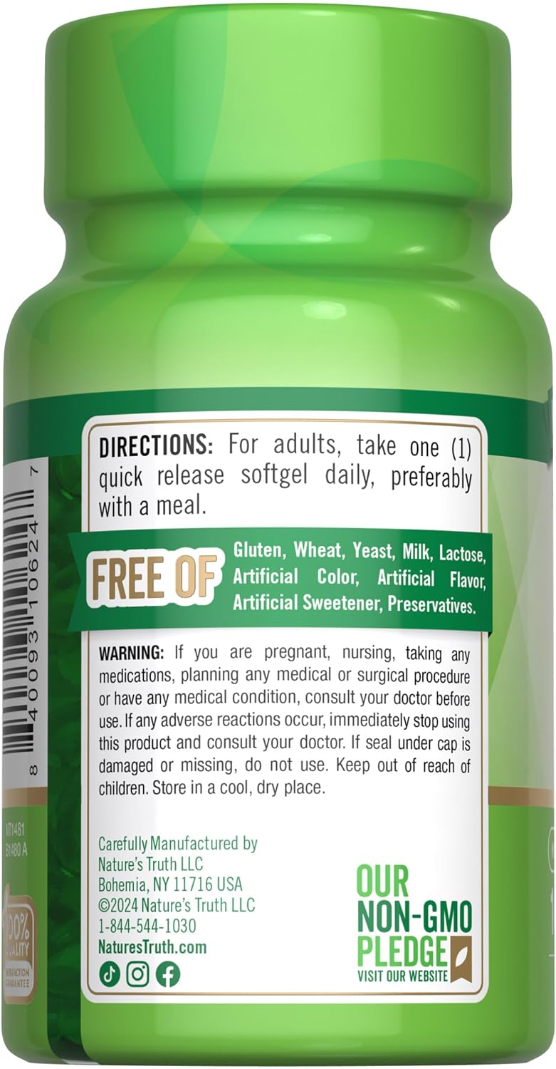 Nature's Truth Vitamin E 400 IU Softgels | 268mg | 100 Count