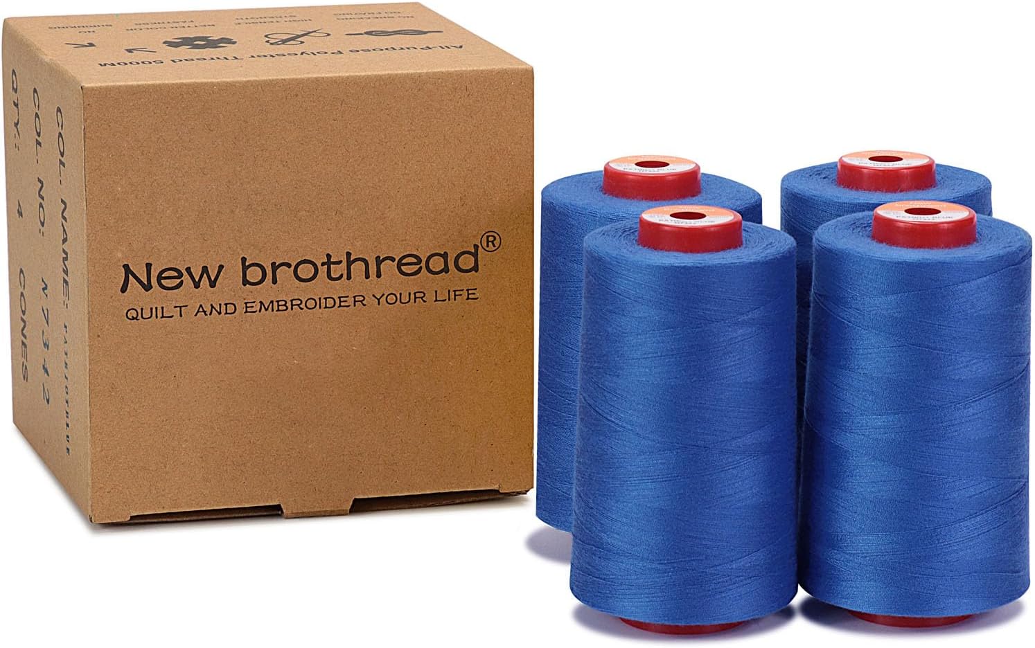 New brothread 4 Large Cones All Purpose Polyester Thread -Cream