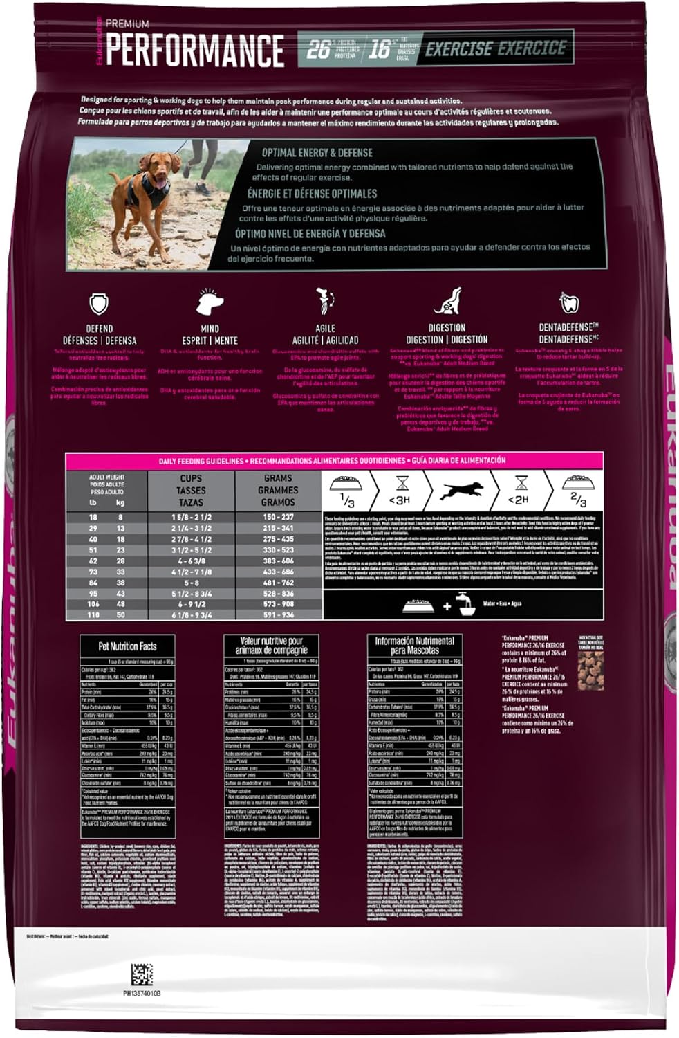 Eukanuba Adult Premium Performance 26/16 Exercise Dry Dog Food, 28 lb Bag