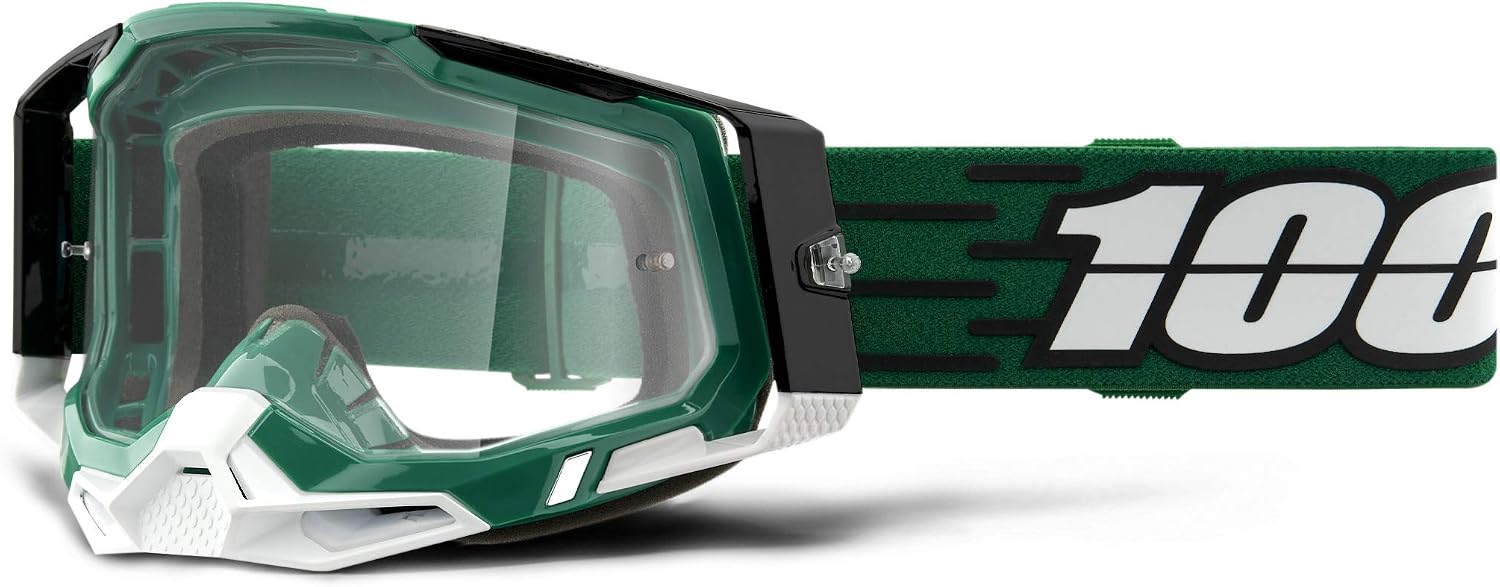 100% Racecraft 2 Mountain Bike & Motocross Goggles - MX and MTB Racing Protective Eyewear (MILORI - Clear Lens)