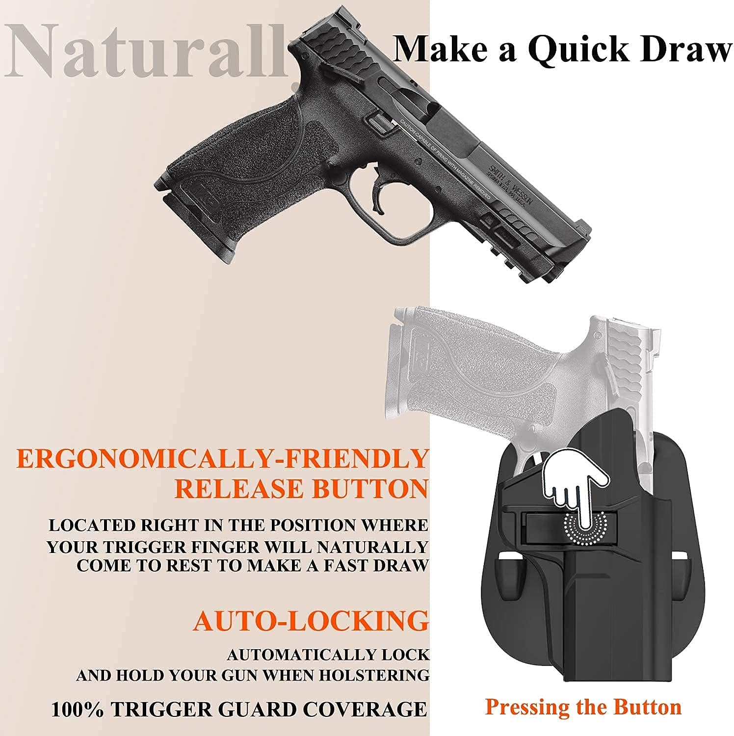 M P 2.0 9mm Holster for S&W M&P 9mm/.40 Full-Size, S&W M&P 2.0 9mm/40 Compact(Not for Shield), Belt Carry Gun Holster