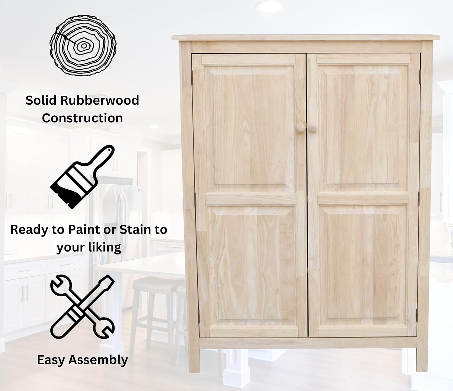 IC International Concepts Solid Wood Shaker Bookcase, Unfinished