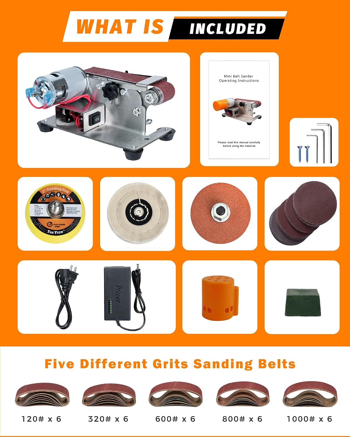 Mini Belt Sander, Electric Small Sander Knife Sharpener, 5"x6.8"x5.5" | Compact Design, Multi-Purpose, Electric Powered, Knife Sharpening, Portable Sander