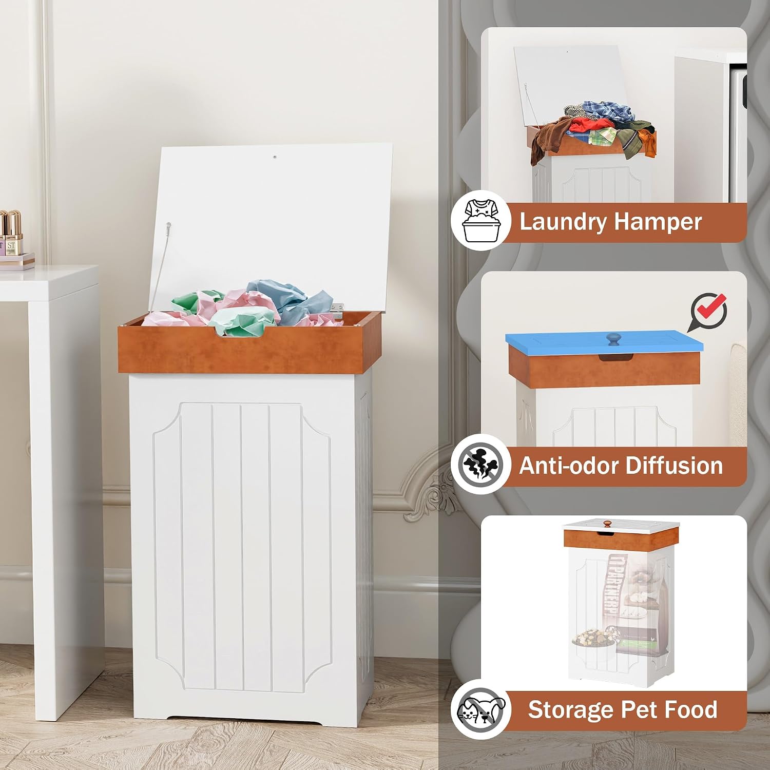 Function Home Trash Can Cabinet, 13 Gallon Kitchen Garbage Can, Wood Recycling Trash Bin, Freestanding Dog Proof Trash Can, Farmhouse Trash Cabinet with Lid for Home Kitchen Bathroom, Yellow