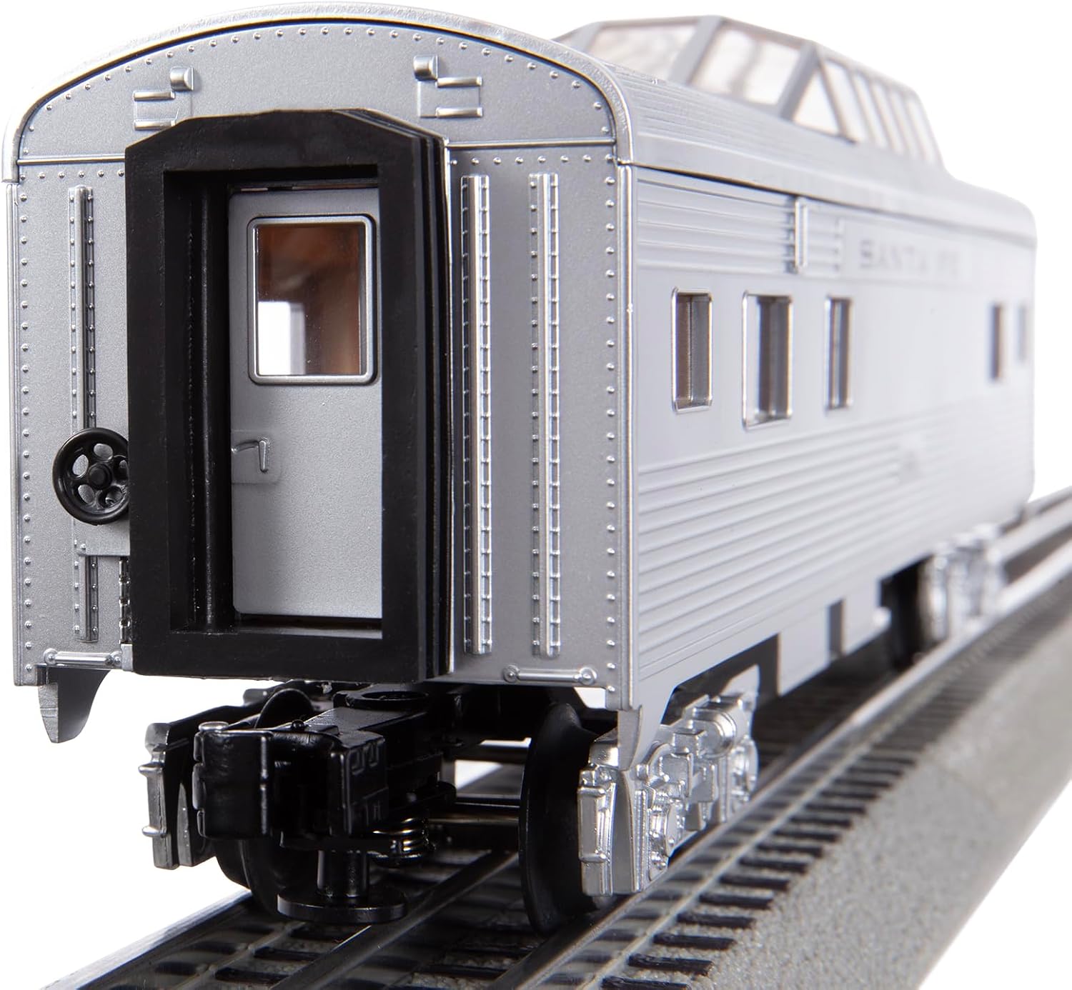 Lionel 684725 Santa Fe Add-On Vista Dome Car, O Gauge, Silver, Gray, Tan, black