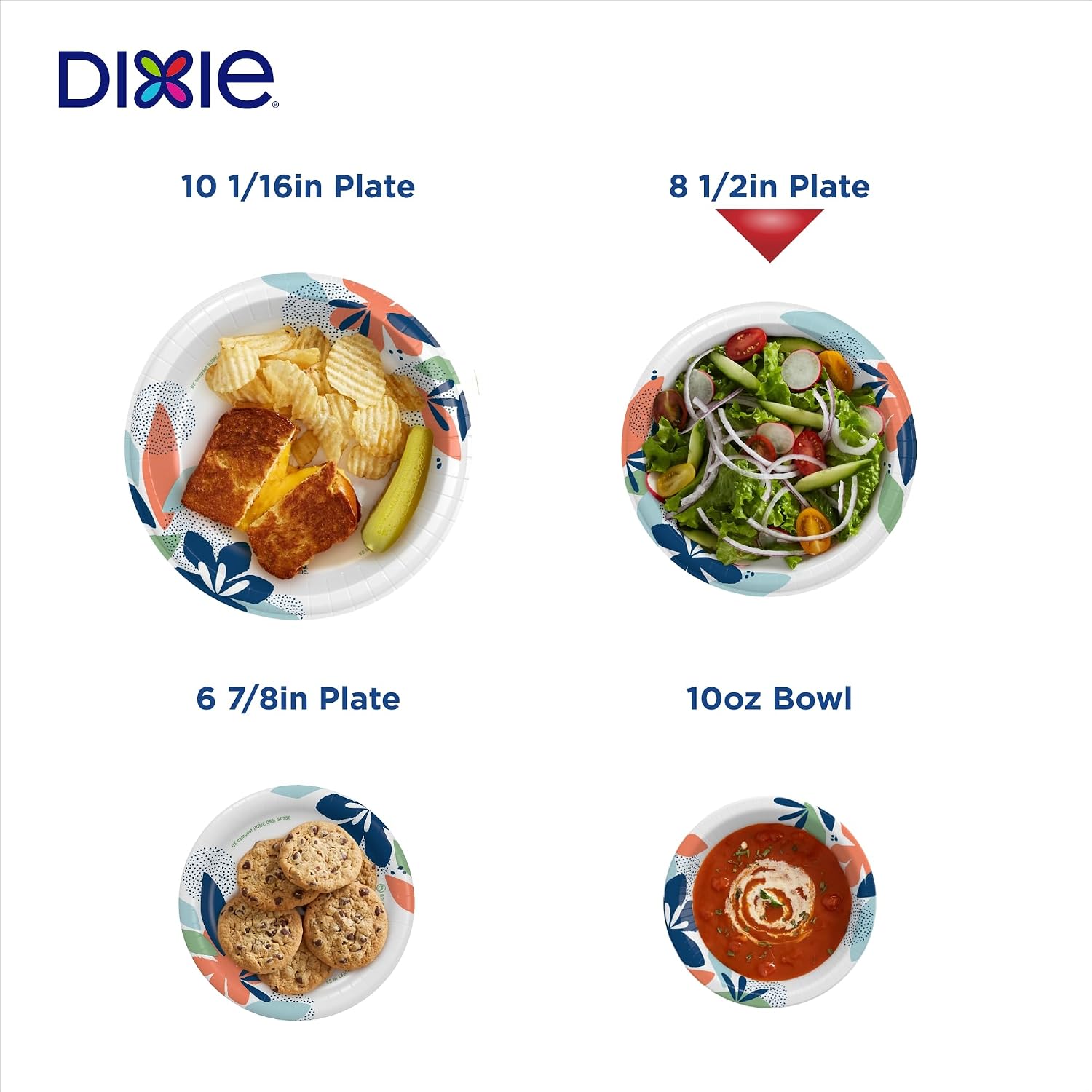 Dixie Large Paper Plates, 10 Inch, 54 Count, 2X Stronger, Microwave-Safe, Soak-Proof, Cut Resistant, Disposable Plates For Everyday Breakfast, Lunch, & Dinner Meals