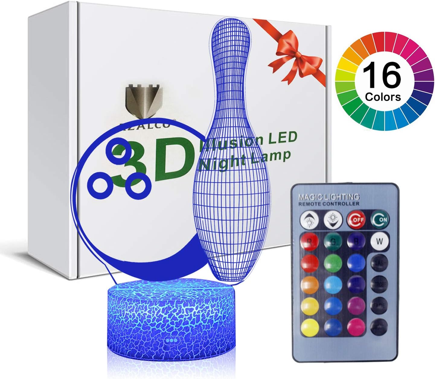Volleyball 3D Illusion Night Light,16 Colors Changing Touch Switch & Remote Control,Acrylic Flat & ABS White Crack Base &USB Cable Table Lamp