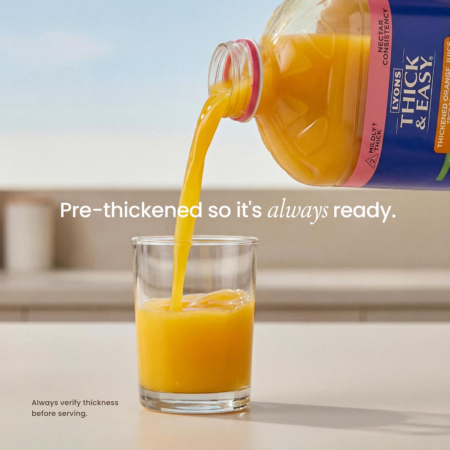 Thick & Easy Thickened Orange Juice, IDDSI Level 3 Ready-to-Drink Thickened Beverage for Swallowing Support, Moderately Thick Honey Consistency, 4 fl oz Cups - 24 Pack | IDDSI Level 3, Ready-to-Drink, Beverage for Swallowing Support, Moderately Thick Hon…