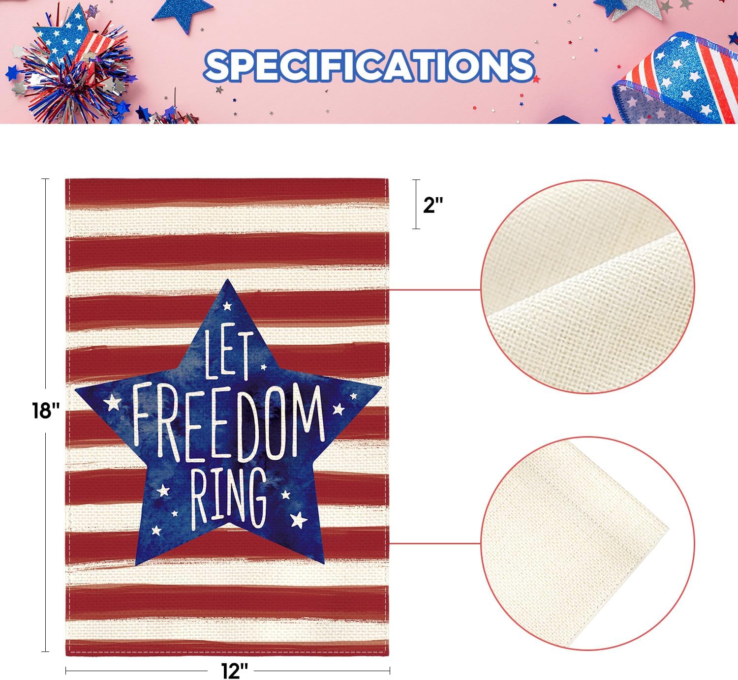 AVOIN colorlife Let Freedom Ring Patriotic 4th of July Garden Flag 12x18"