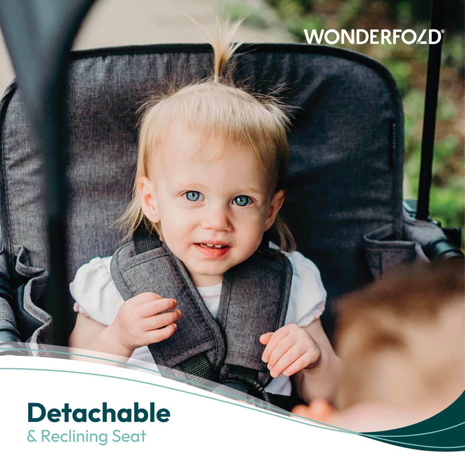 WonderFold W2 Stroller Wagon, Steel Frame, 2 Seater, Black