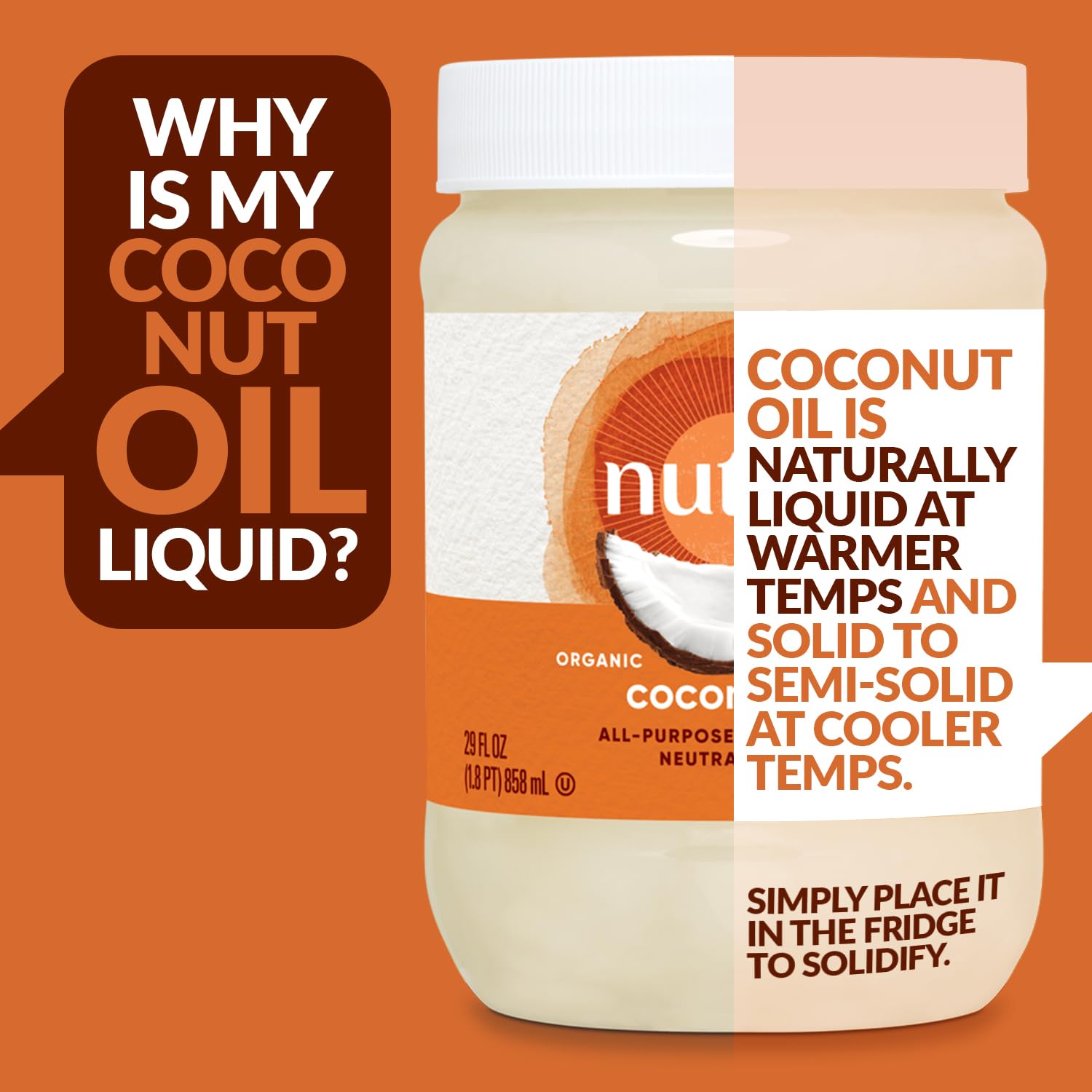 Nutiva Organic Steam Refined Oil, Coconut, 128 Fl Oz