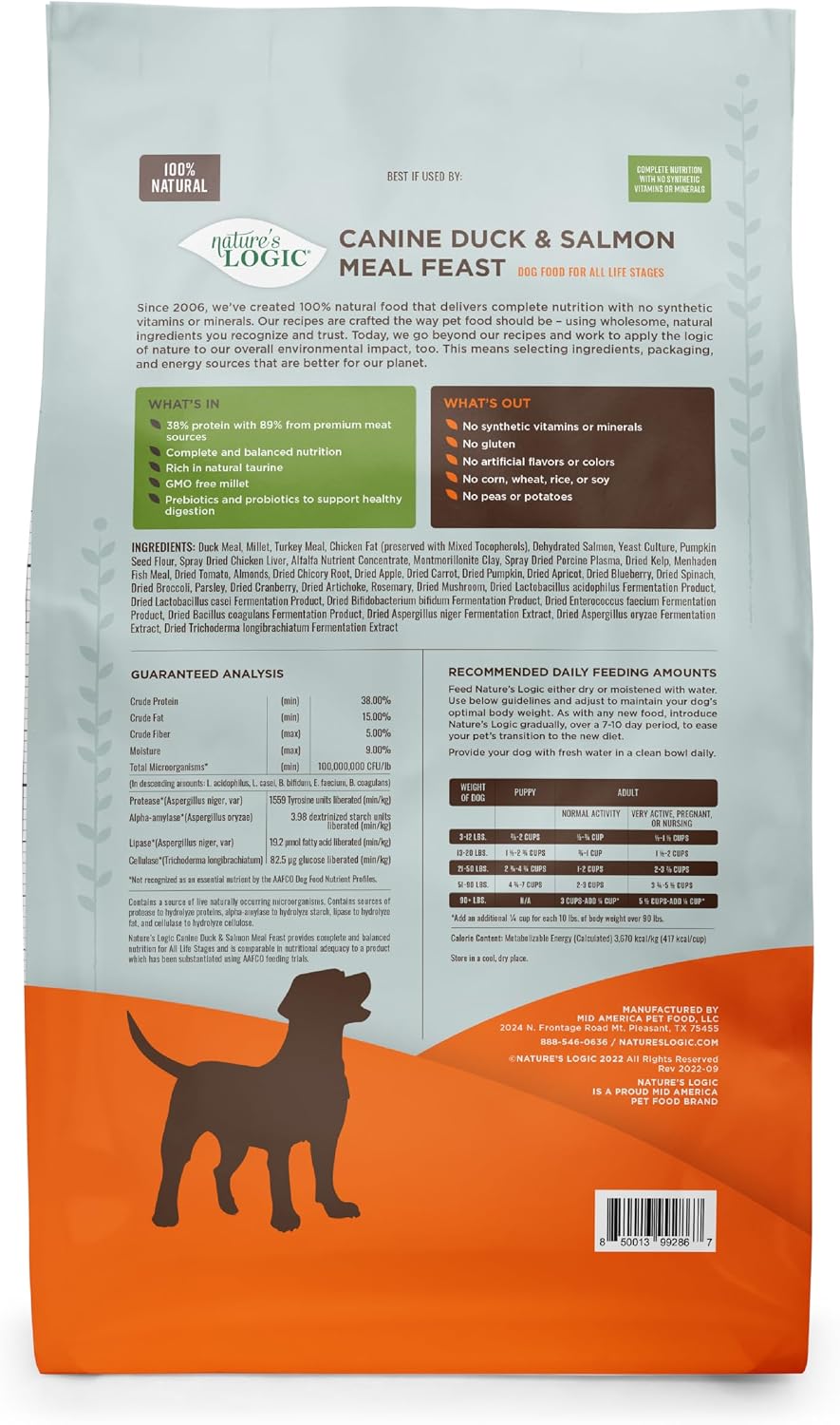 NATURE'S LOGIC Dry Dog Food - Beef Meal Feast Dry Kibble, 13 lb
