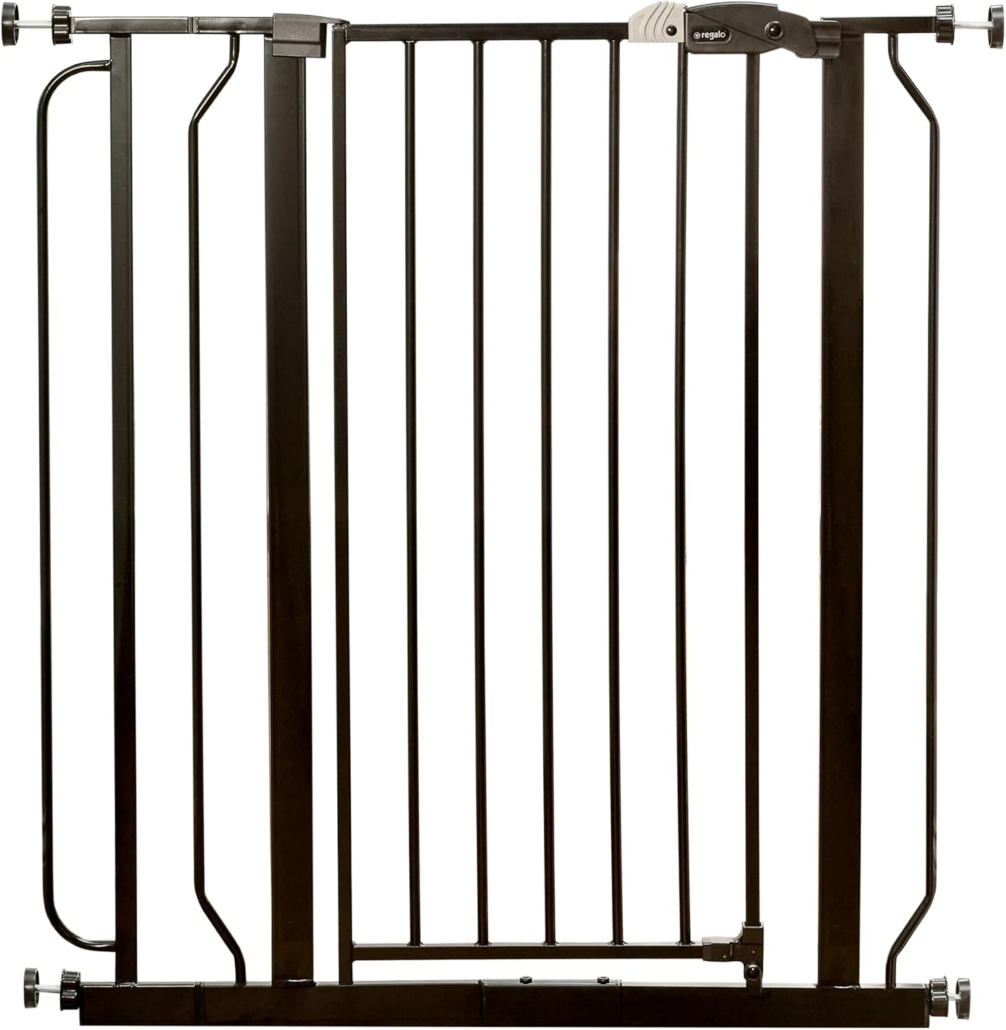 Regalo Safety 29"-49" Extra Wide Baby Gate, Bottom of Stairs & Doorways | Pressure Mounted with Door, For Babies, Toddlers & Pets, White, Tested & Trusted for 30 Years