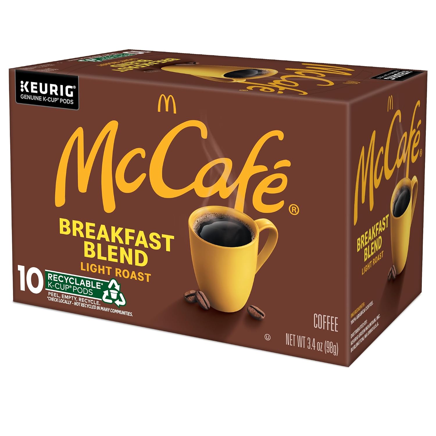 McCafe Breakfast Blend Coffee, Keurig Single Serve Keurig K-Cup Pods, Light Roast, 96 Count (4 Packs of 24)