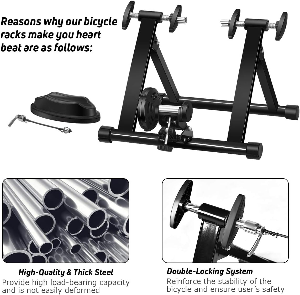 Goplus Bike Trainers for Indoor Riding, Folding Stationary Bike Stand with Magnetic Flywheel for Bicycle Cycling Training