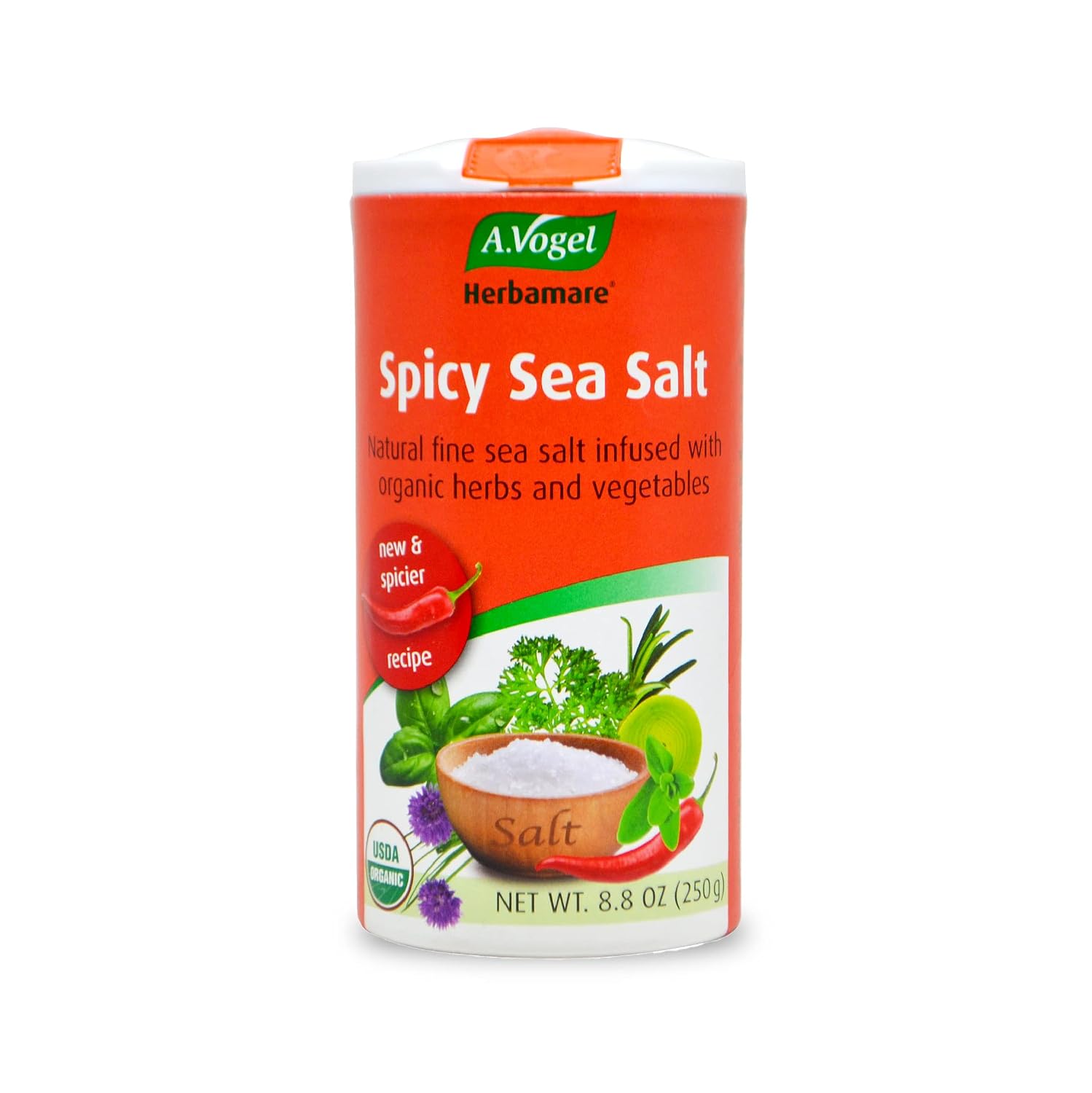 A. Vogel Herbamare Organic Seasoning Salt 8.8Oz. 6 Per Case | 33% Less Sodium - Infused with 12 Herbs & Vegetables - No Artificial Flavors or Preservatives - Keto & Paleo Friendly