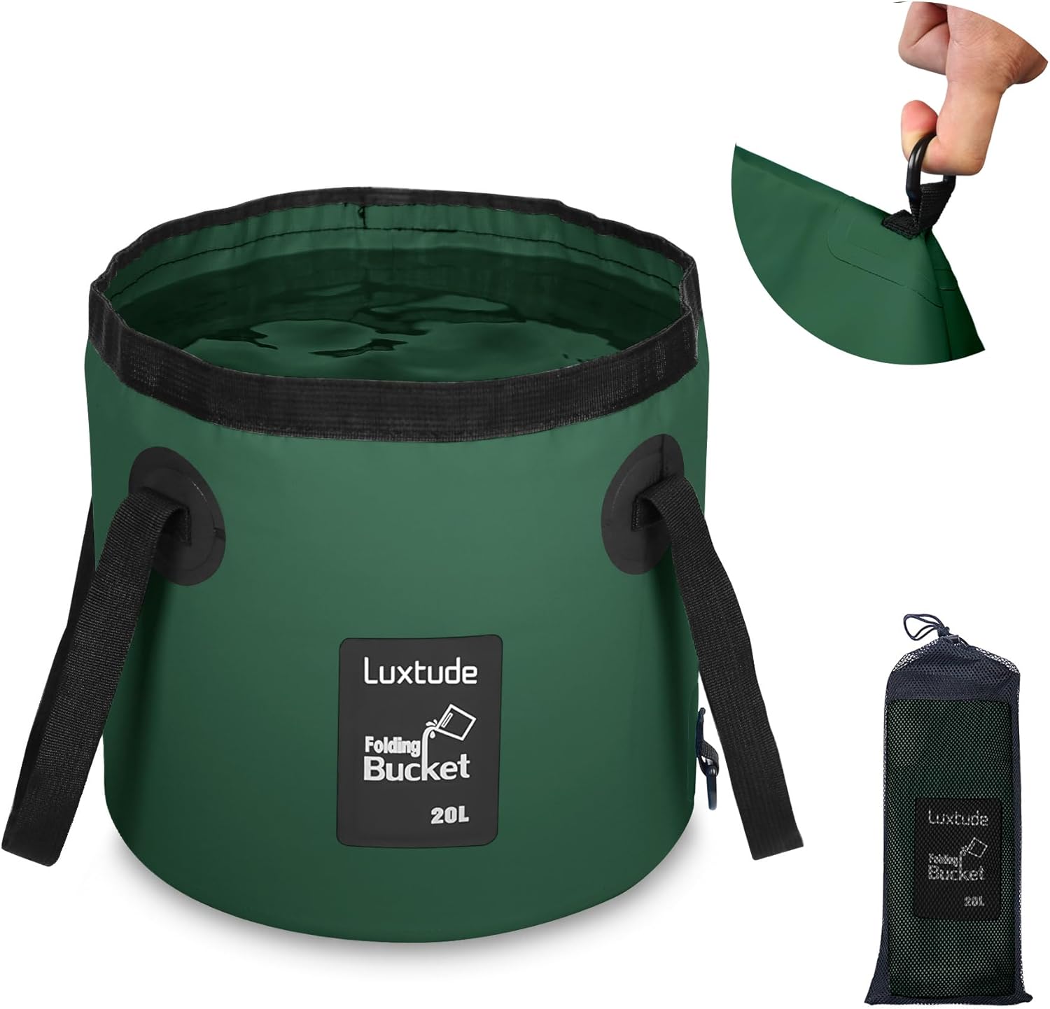 Luxtude Collapsible Bucket with Handle, Portable 5 Gallon Bucket for Camping, Fishing, Beach, Gardening, RV & Outdoor Emergency