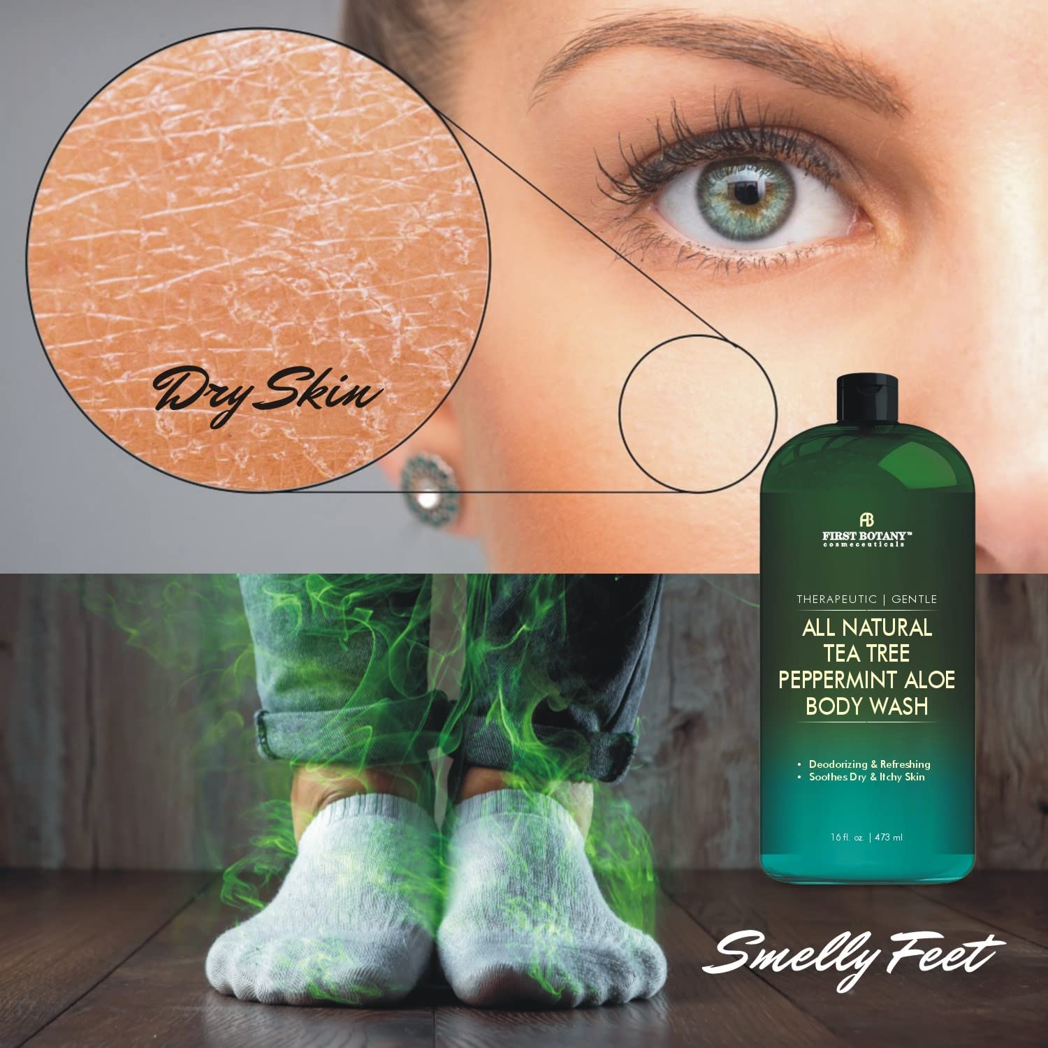 Tea Tree Eucalyptus Body Wash & Skin Cleanser for Women & Men, 16 Fl Oz