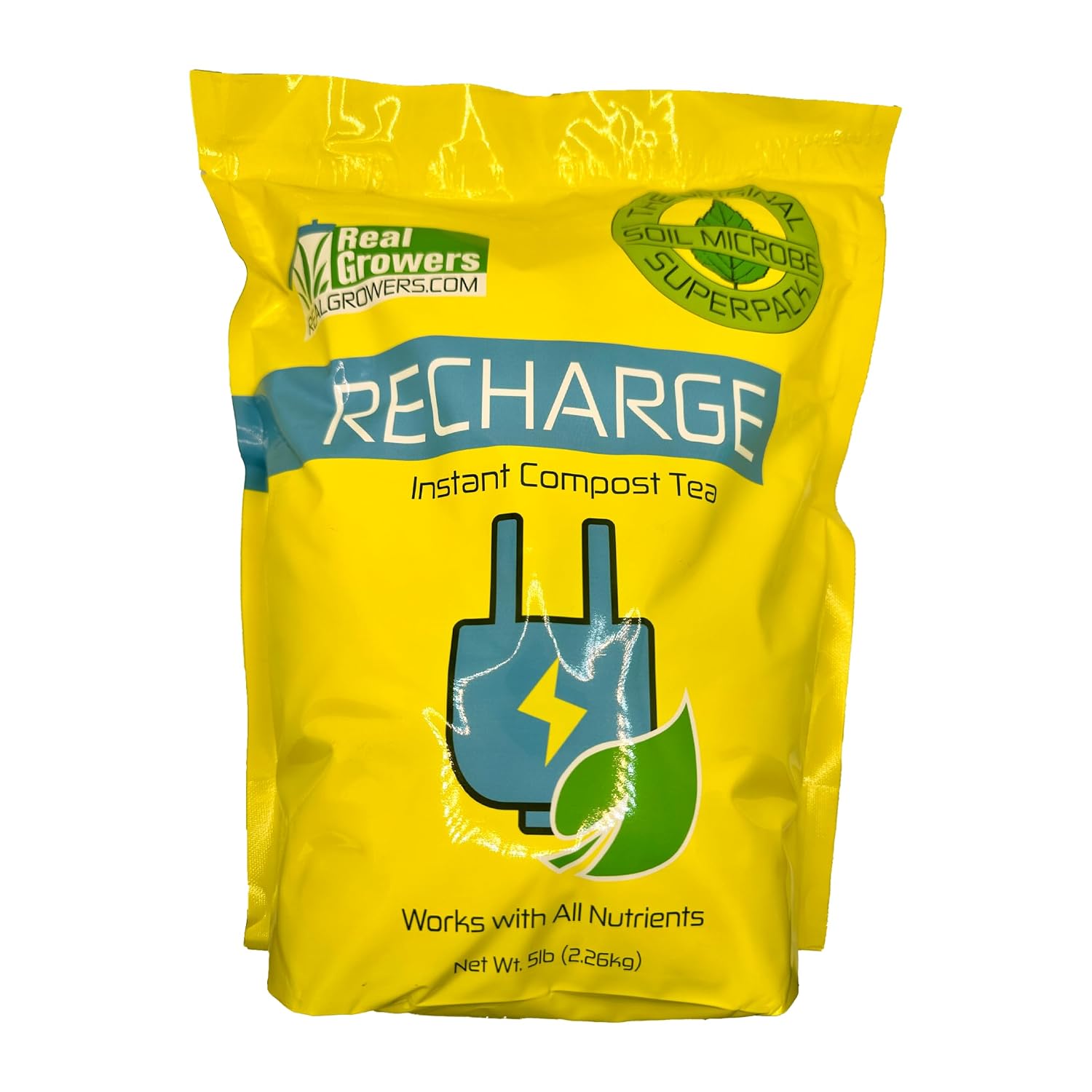 Real Growers Recharge 16oz – Mycorrhizae & Soil Microbes Instant Compost Tea for Root Growth, Transplant Support & Nutrient Uptake
