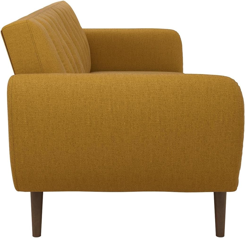 Novogratz Brittany Futon Sofa Bed and Couch Sleeper, Camel Faux Leather