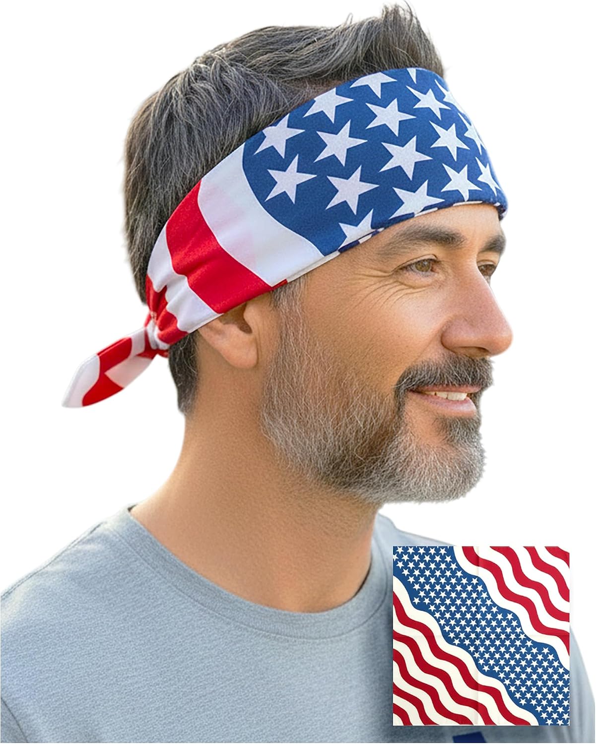 Costume Adventure American Flag Bandana Headband for Men and Women | Men's Patriotic USA Flag Bandana USA Apparel Clothing Bandanna America Apparel