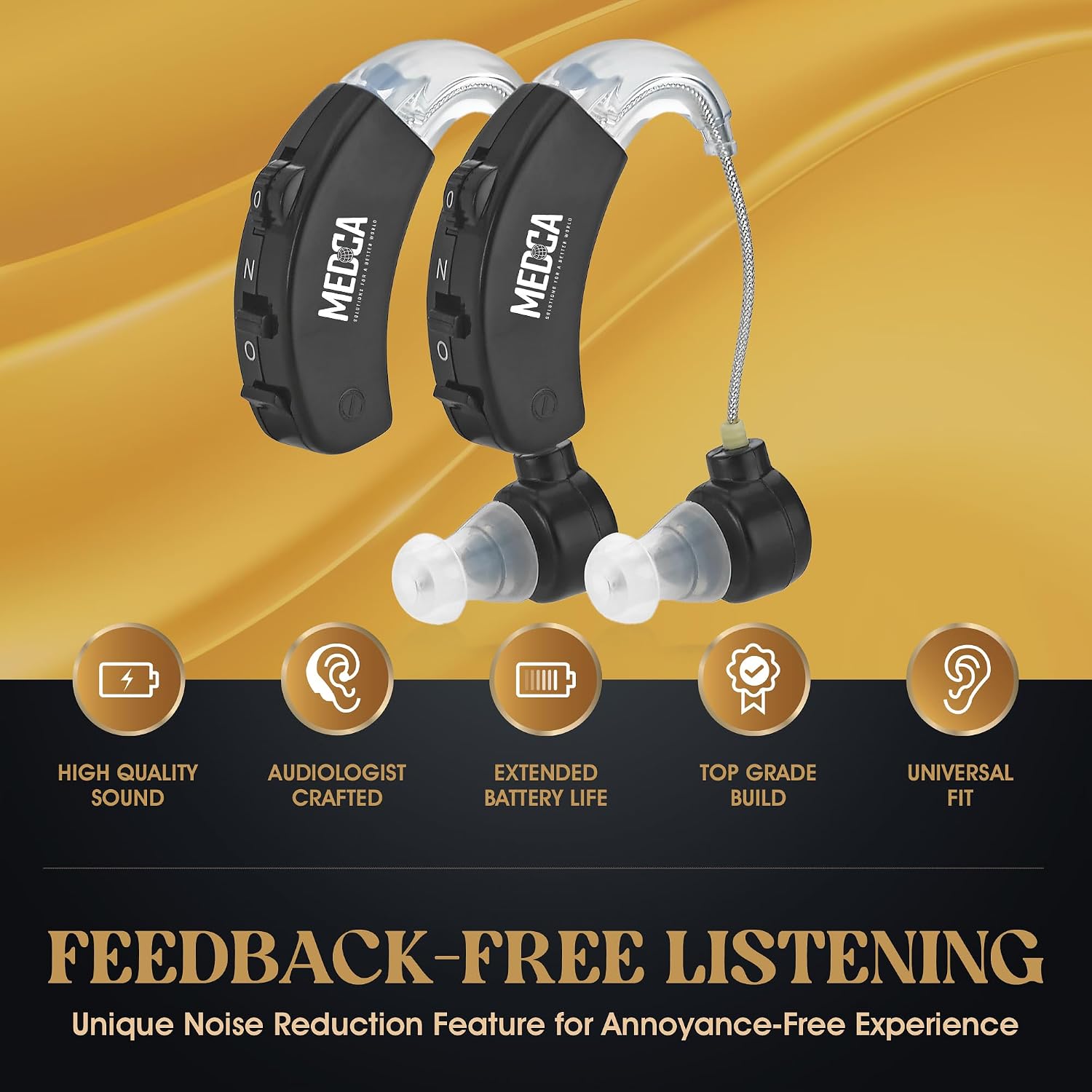 Behind the Ear Sound Amplifier - BTE Hearing Ear Amplification Device and Digital Hearing Aids for Seniors PSAD for the Hard of Hearing