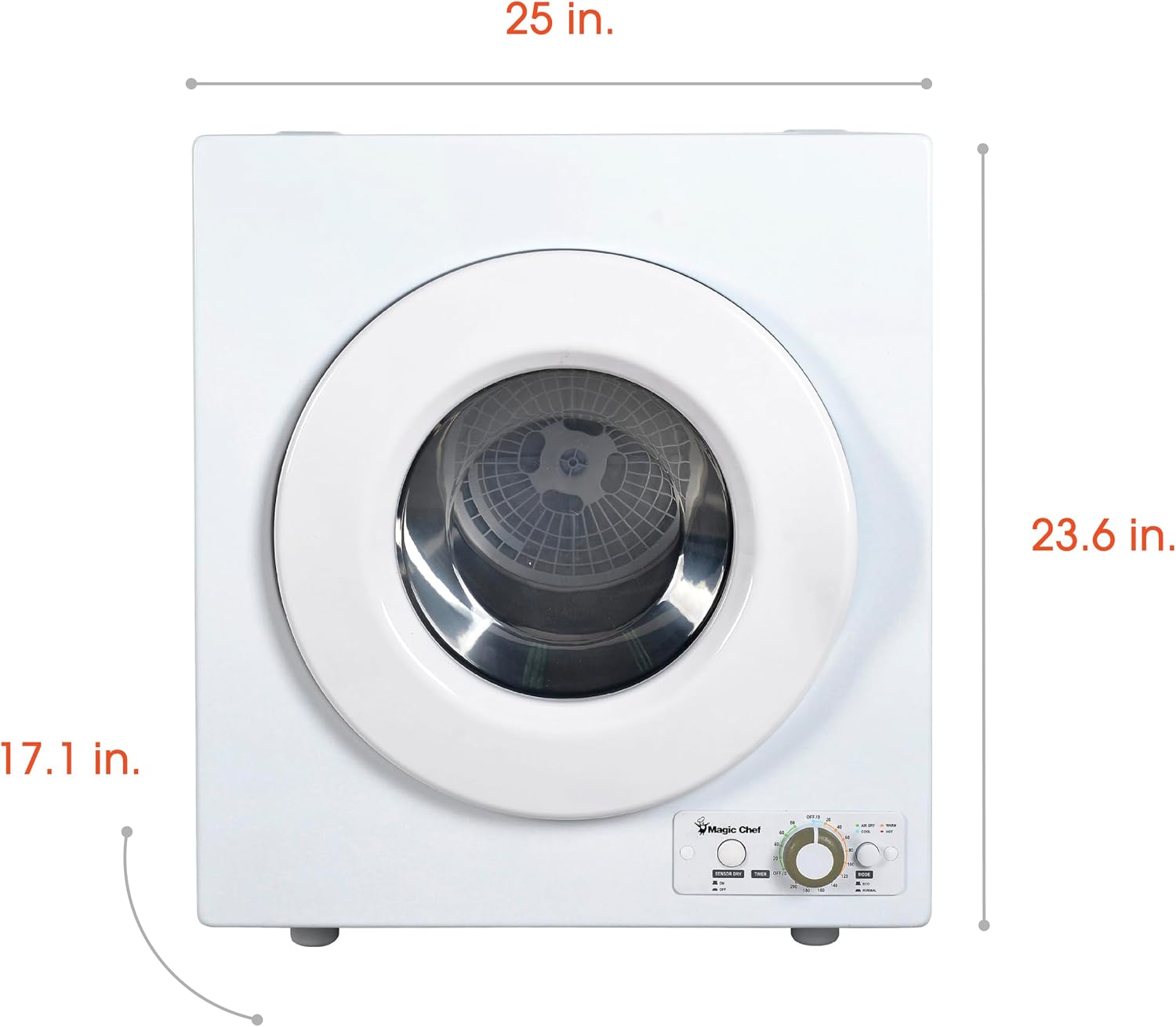2.6 cu. ft. White Compact Electric Dryer | 2.6-Cu. Ft. Compact Electric Dryer, White, Perfect for Home or Apartment