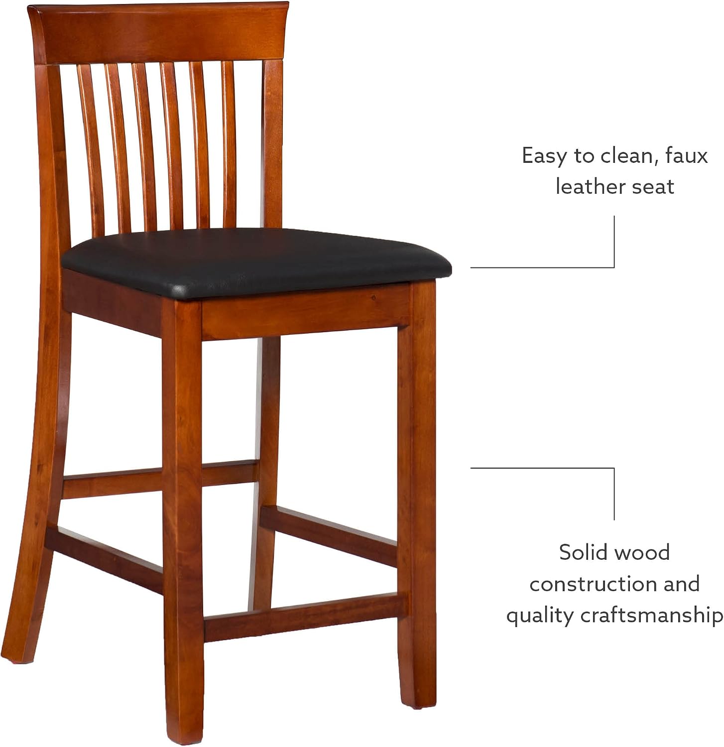 Linon Torino Collection Craftsman Counter Stool, 17.25"W x 19.5"D x 37"H, Black